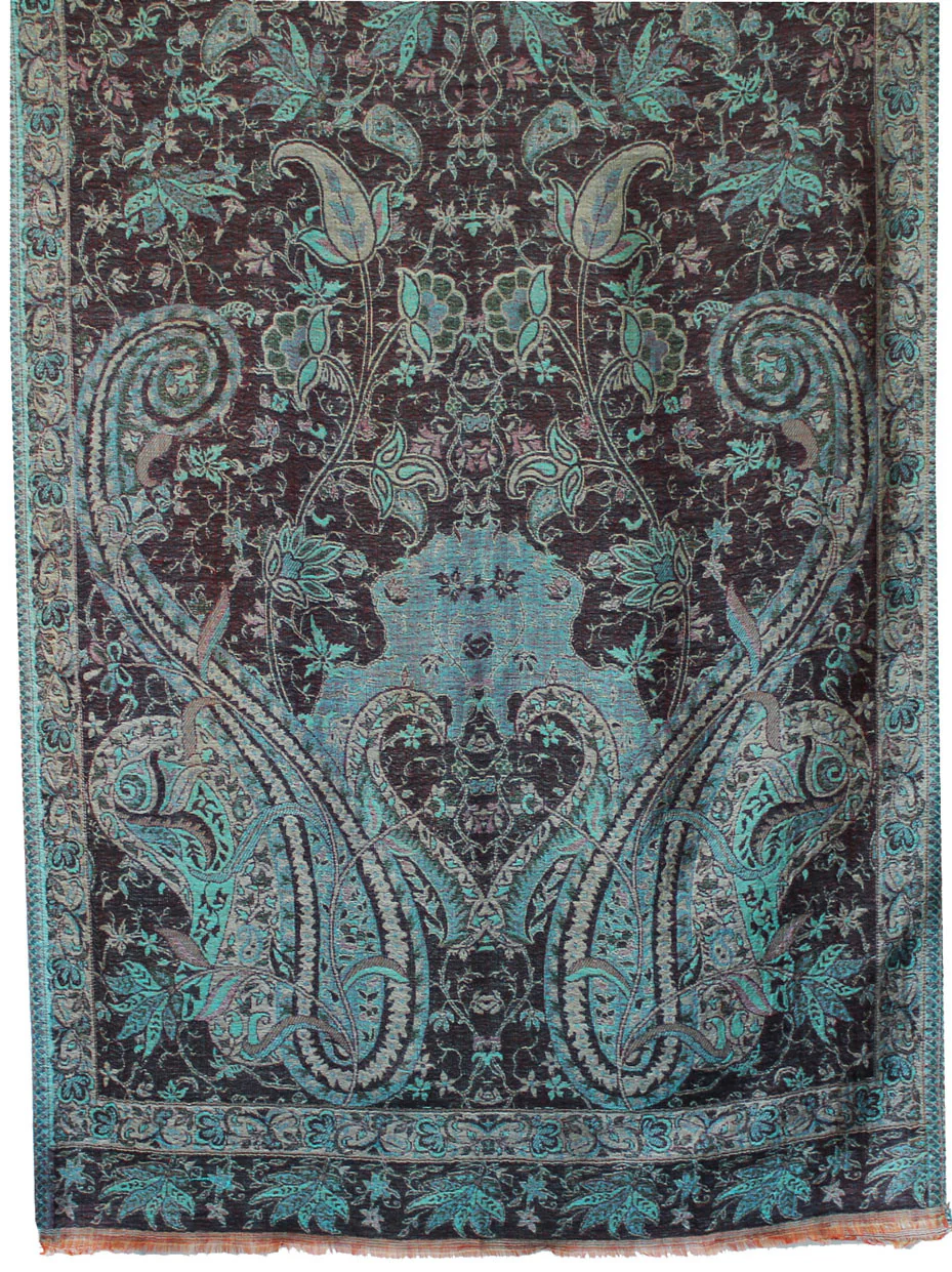 Shawls Paisley Wool Scarf Womens Indian Clothing Gift (84 x 30 inches) - Image 2