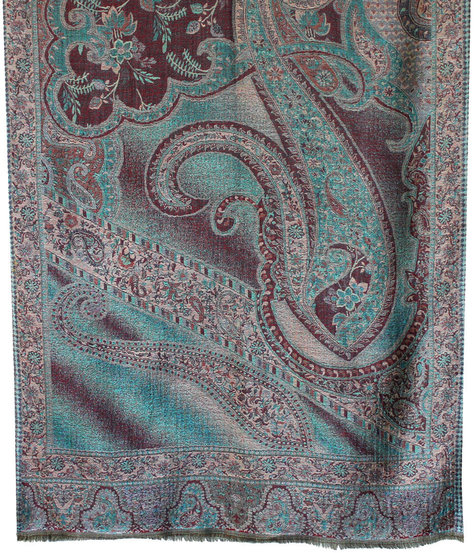 Shawls Paisley Wool Scarf Womens Indian Clothing Gift (84 x 30 inches) - Image 2
