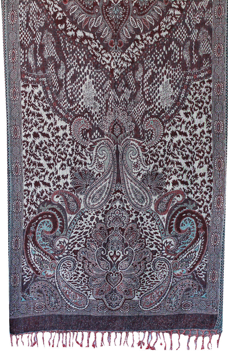Shawls Paisley Wool Scarf Womens Indian Clothing Gift (78 x 28 inches) - Image 2