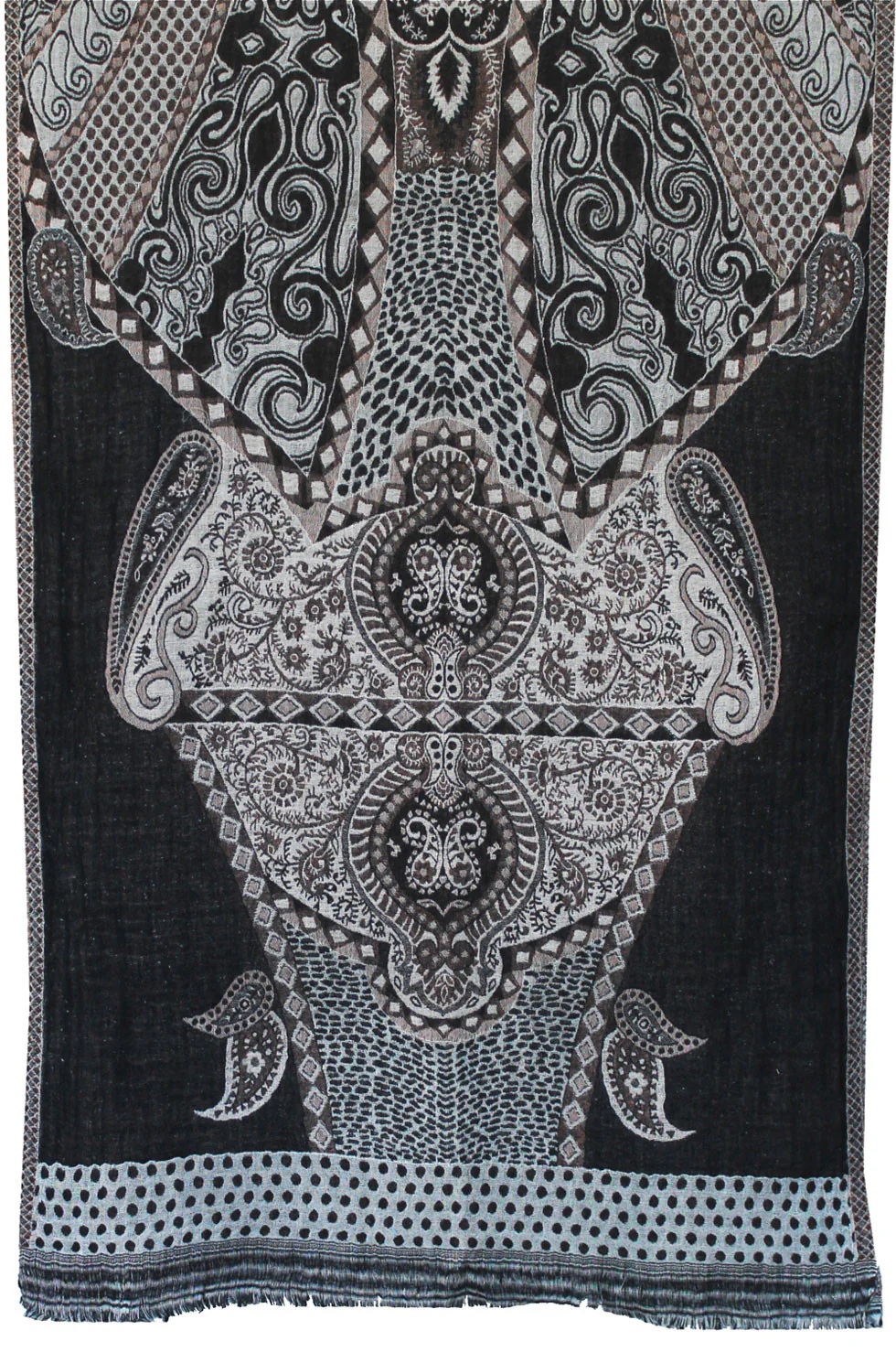 Shawls Paisley Wool Scarf Womens Indian Clothing Gift (78 x 28 inches) - Image 2