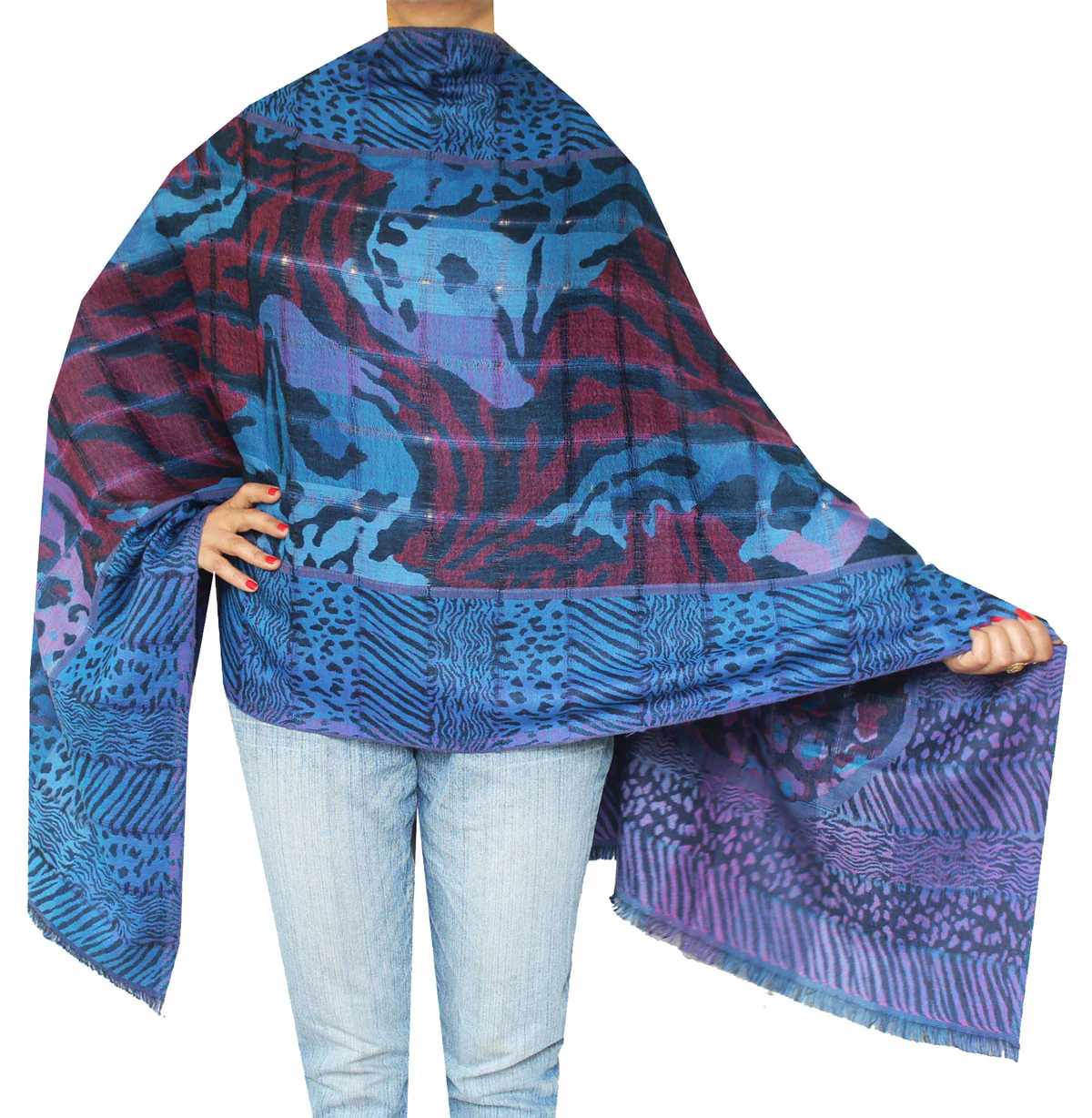 Shawls Scarves Jamawar Wool Wrap India Clothing Gift (76 x 26 inches)