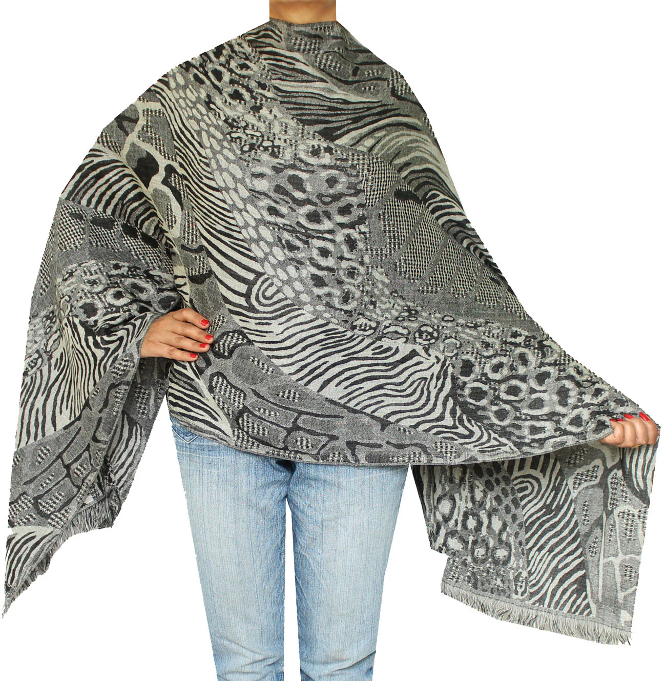 Shawls Scarves Jamawar Wool Wrap India Clothing Gift (76 x 26 inches)