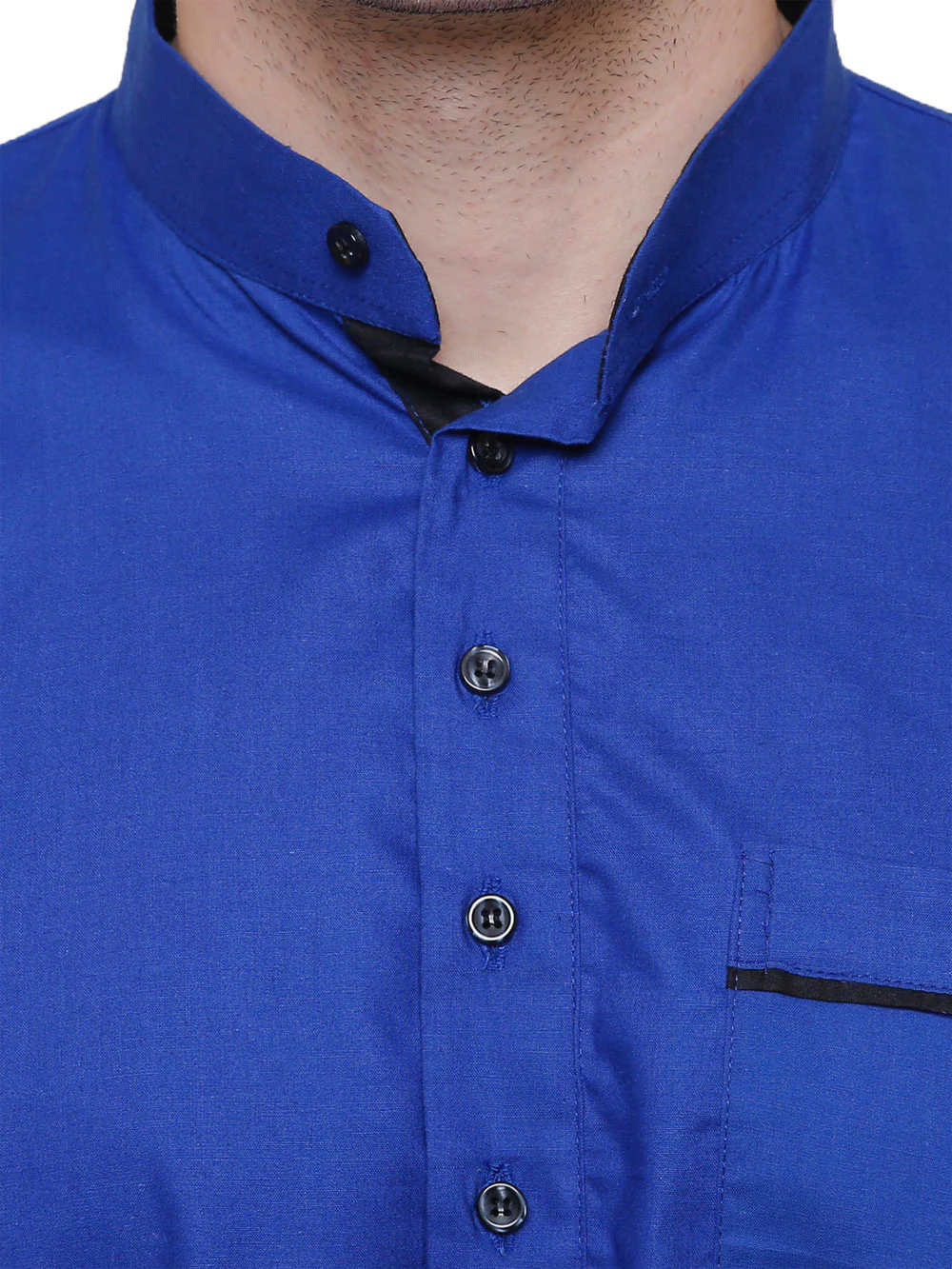 Short Kurta Shirt Mens Fine Cotton Designer Indian Fashion Clothes (Blue) - Image 4