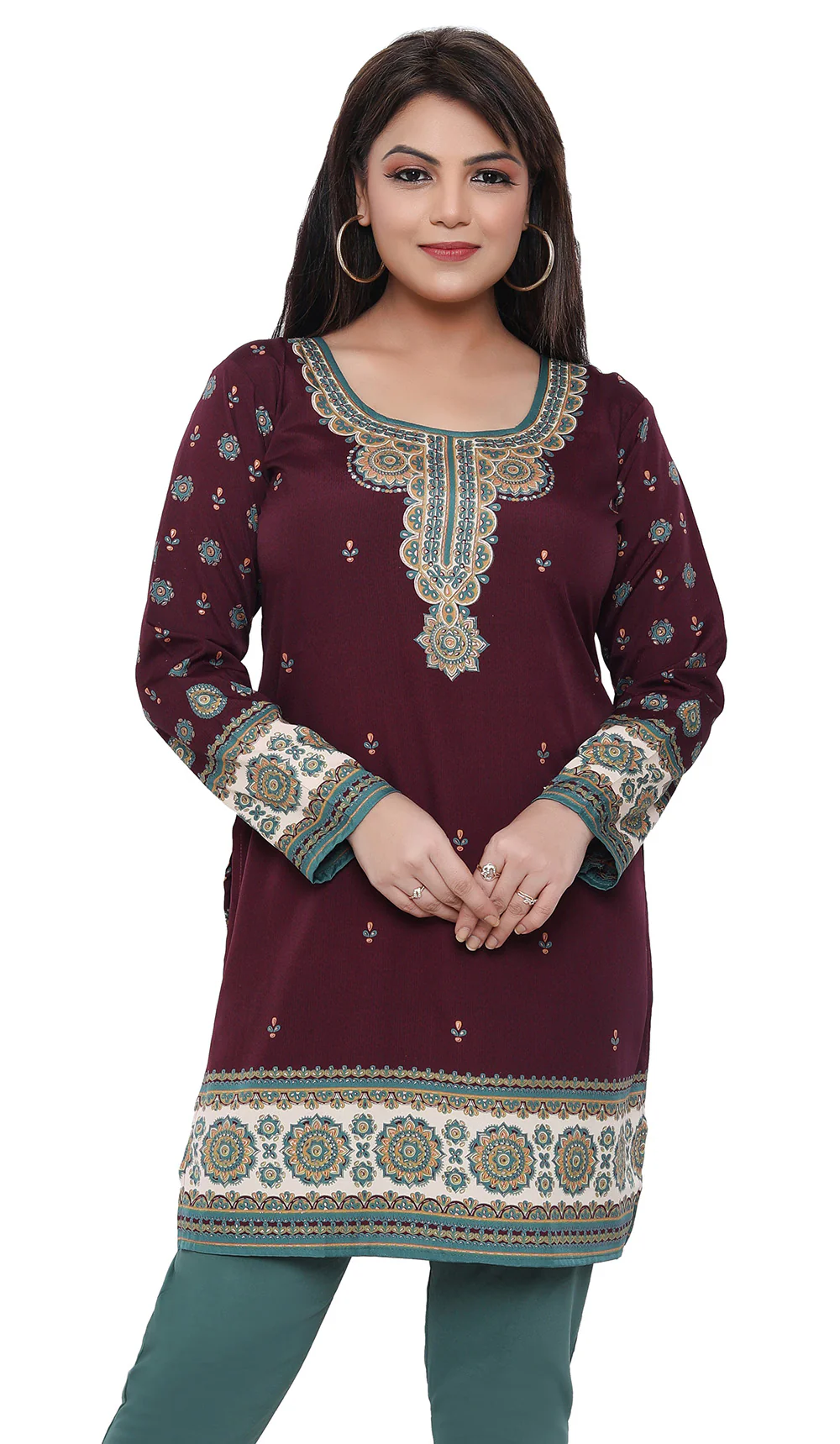 Short Kurti for Women - Indian Clothes (Maroon) - Image 5