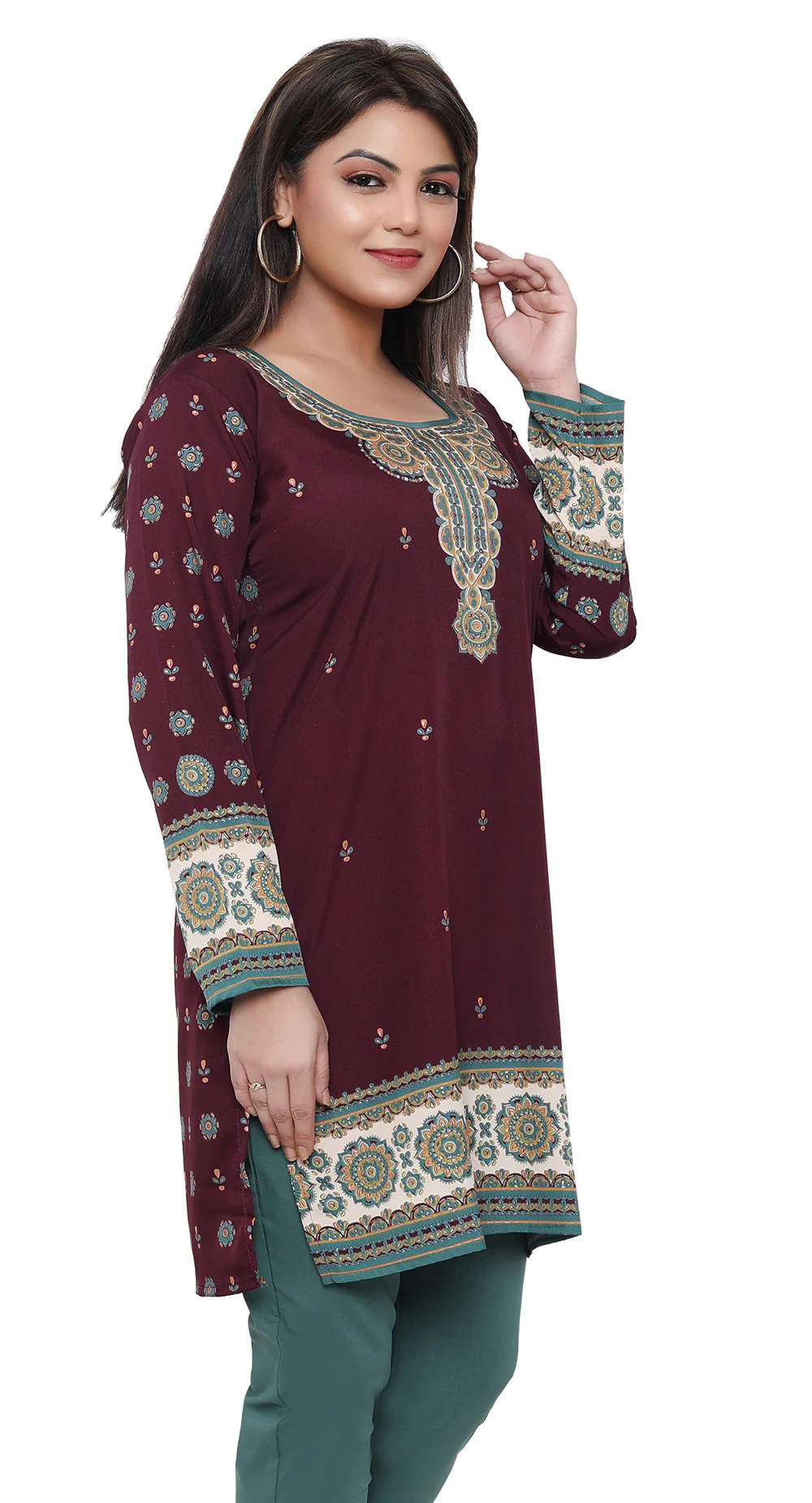 Short Kurti for Women - Indian Clothes (Maroon) - Image 6