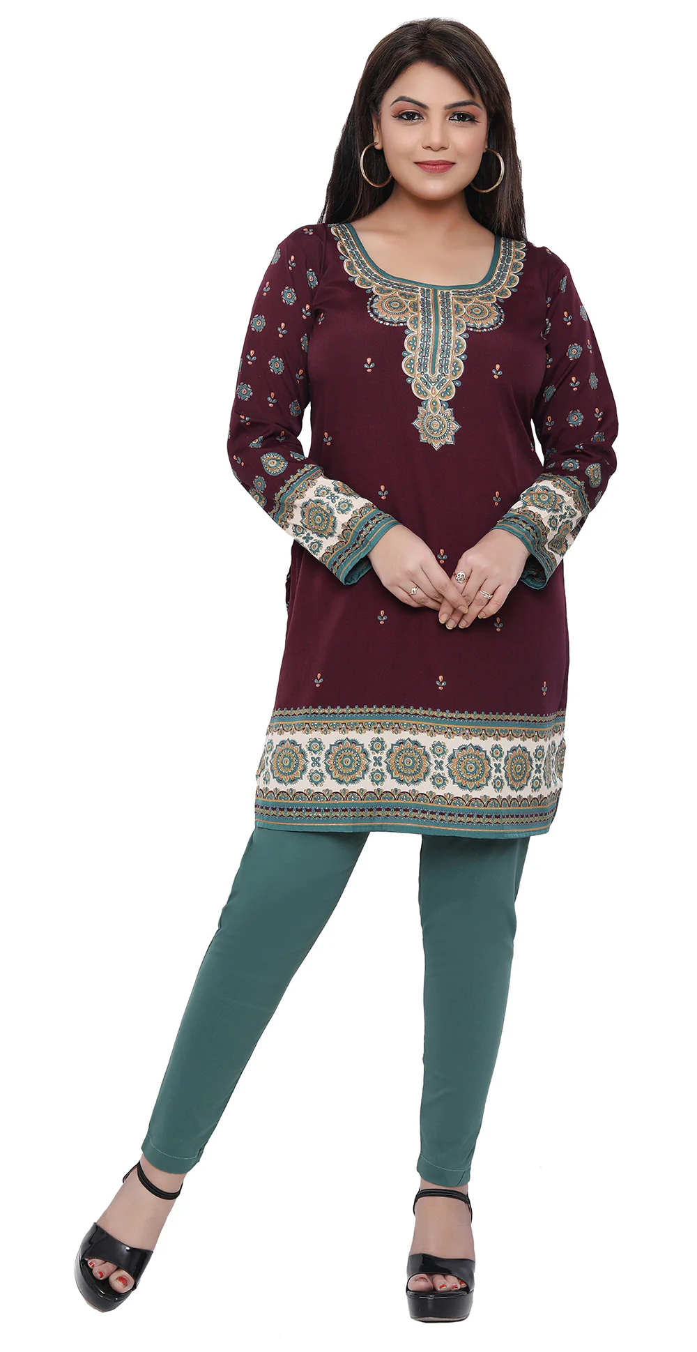 Short Kurti for Women - Indian Clothes (Maroon) - Image 7