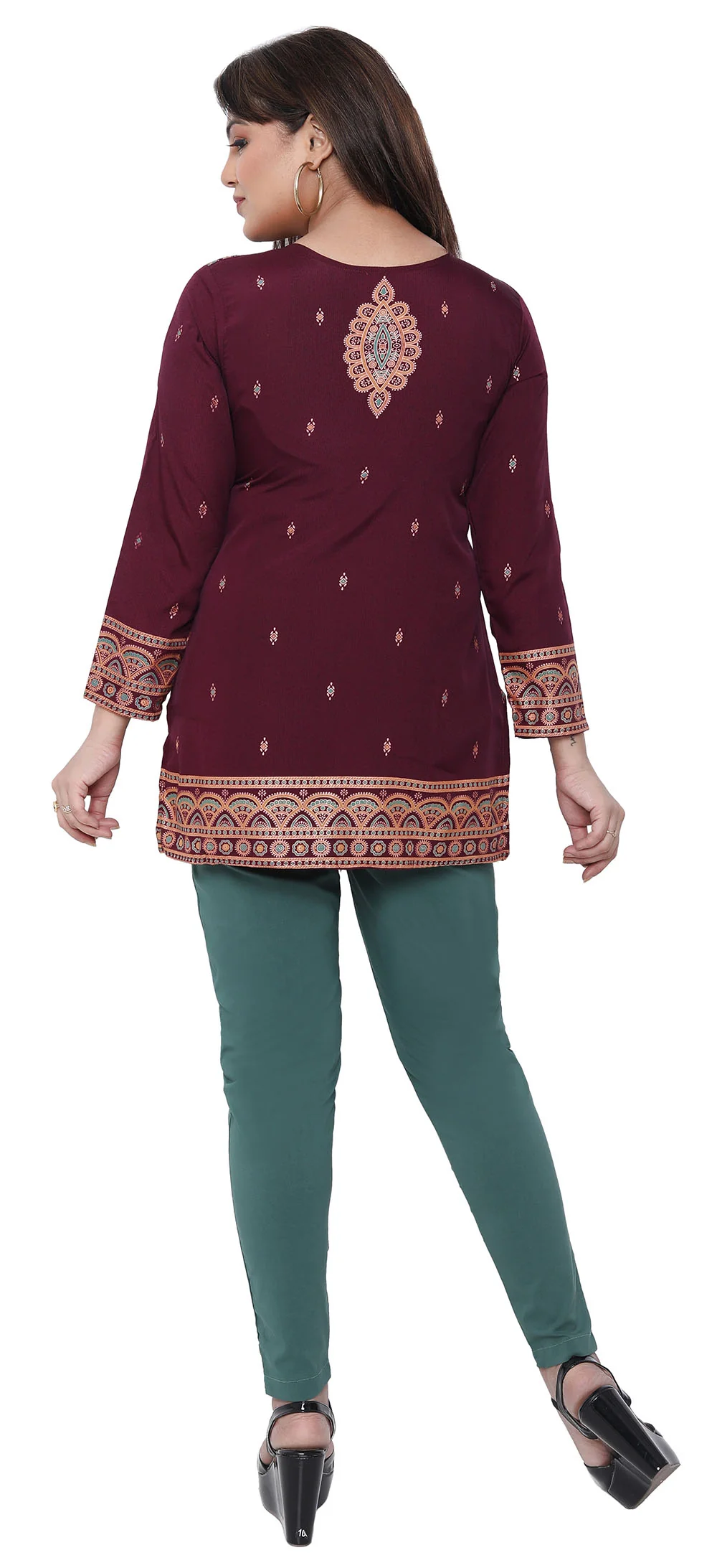 Short Kurti for Women Indian Clothes (Maroon) - Image 2