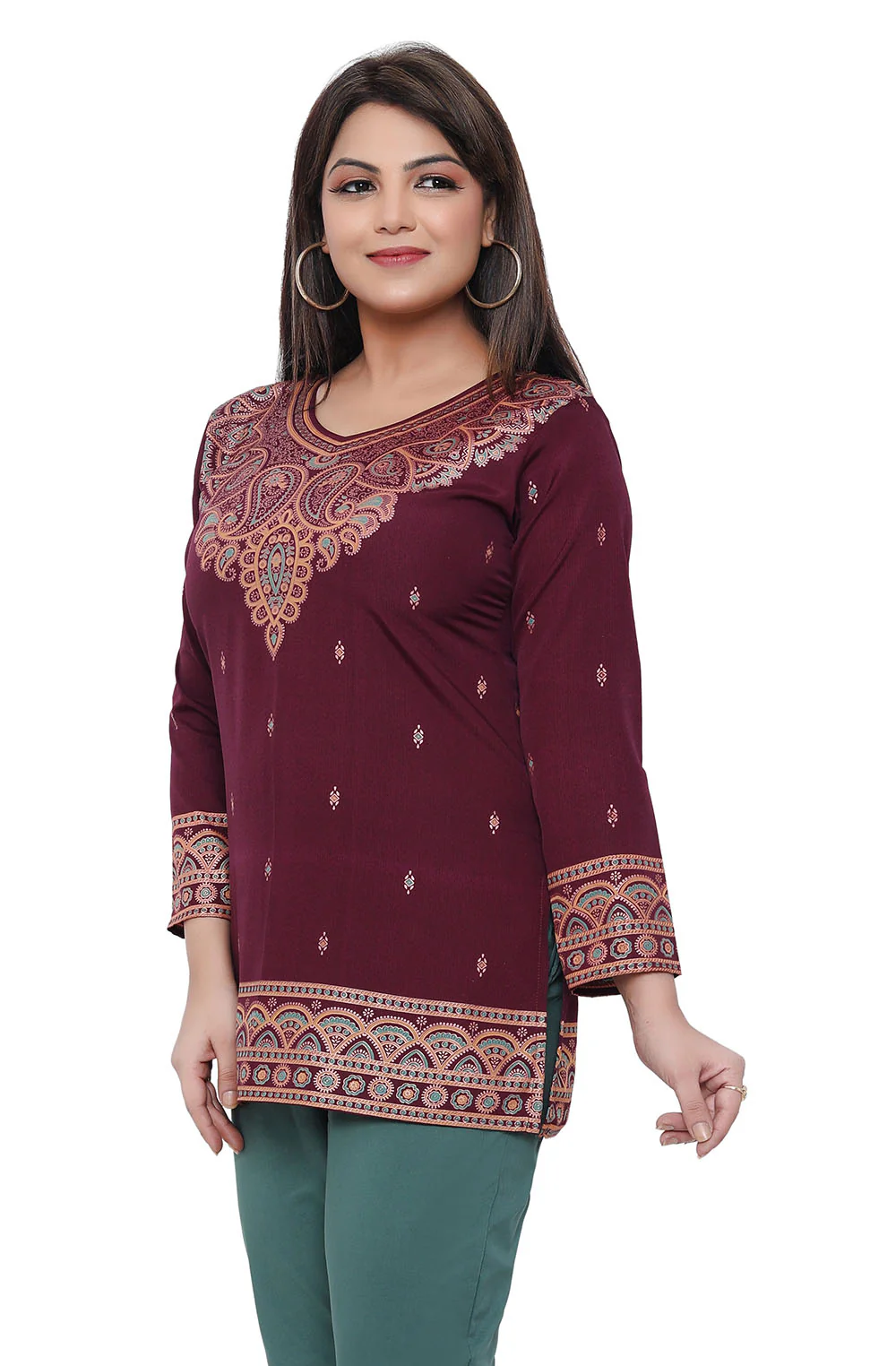 Short Kurti for Women Indian Clothes (Maroon) - Image 4