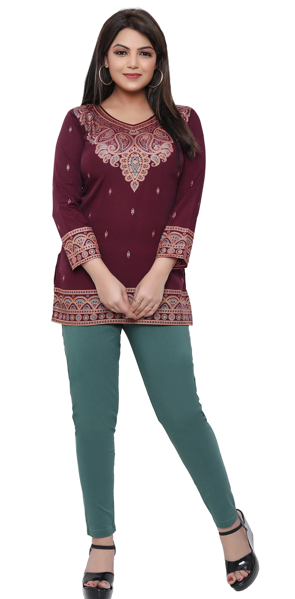 Short Kurti for Women Indian Clothes (Maroon) - Image 6