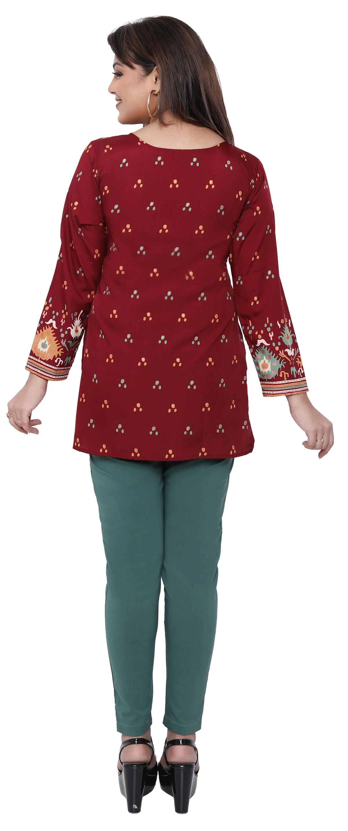 Short Kurti for Women Indian Clothes (Maroon) - Image 2