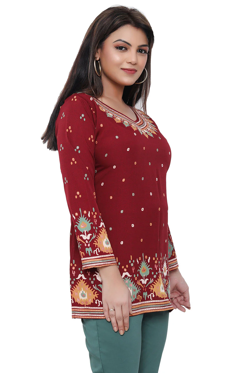 Short Kurti for Women Indian Clothes (Maroon) - Image 4