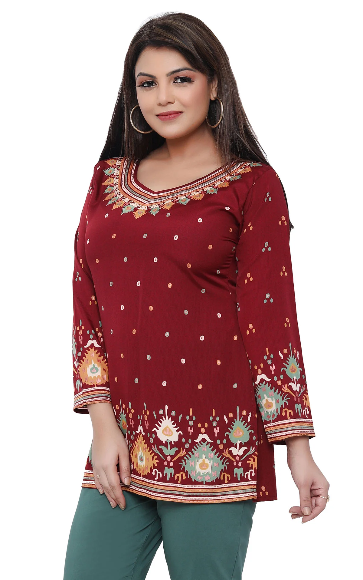 Short Kurti for Women Indian Clothes (Maroon) - Image 5