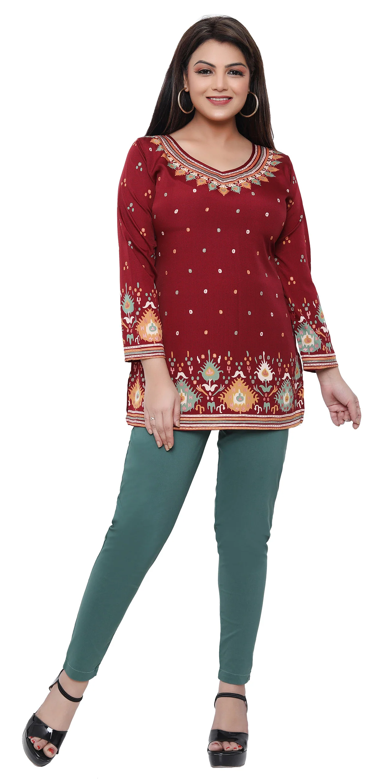 Short Kurti for Women Indian Clothes (Maroon) - Image 6