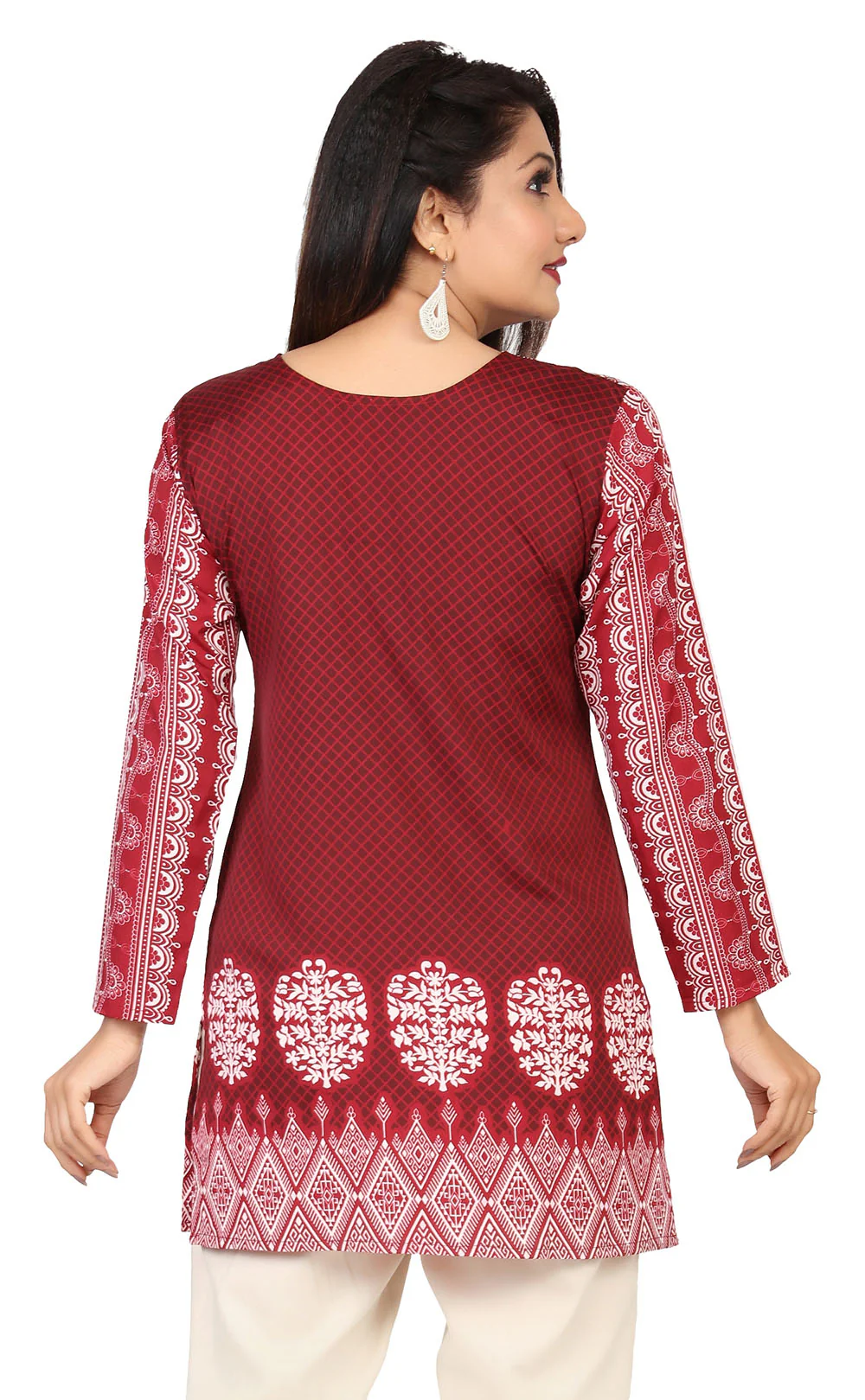 Short Kurti for Women - Indian Clothing (Maroon) - Image 2