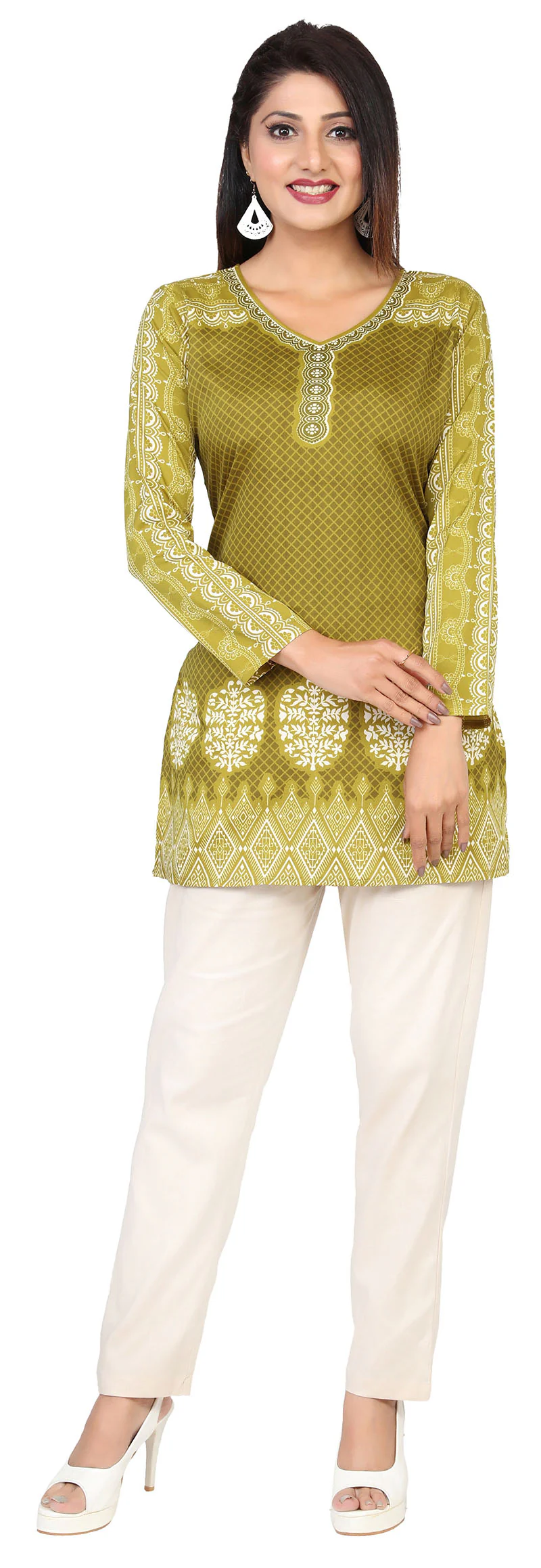 Short Kurti for Women - Indian Clothing (Green) - Image 4