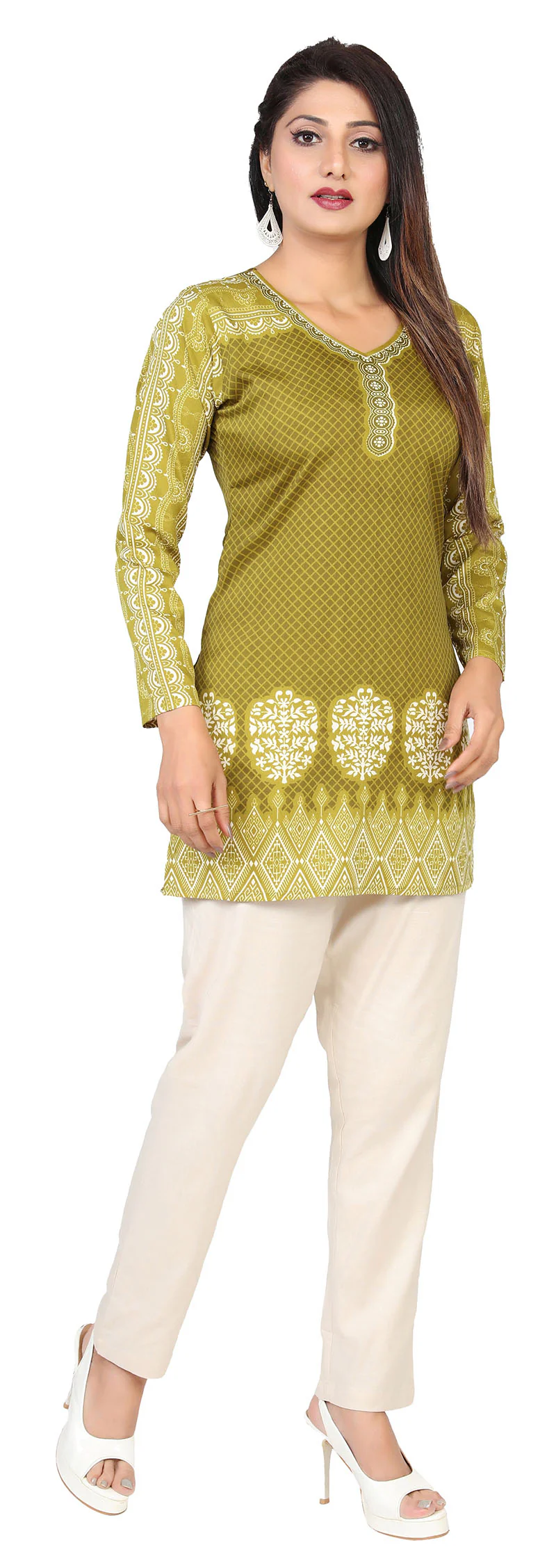 Short Kurti for Women - Indian Clothing (Green) - Image 6