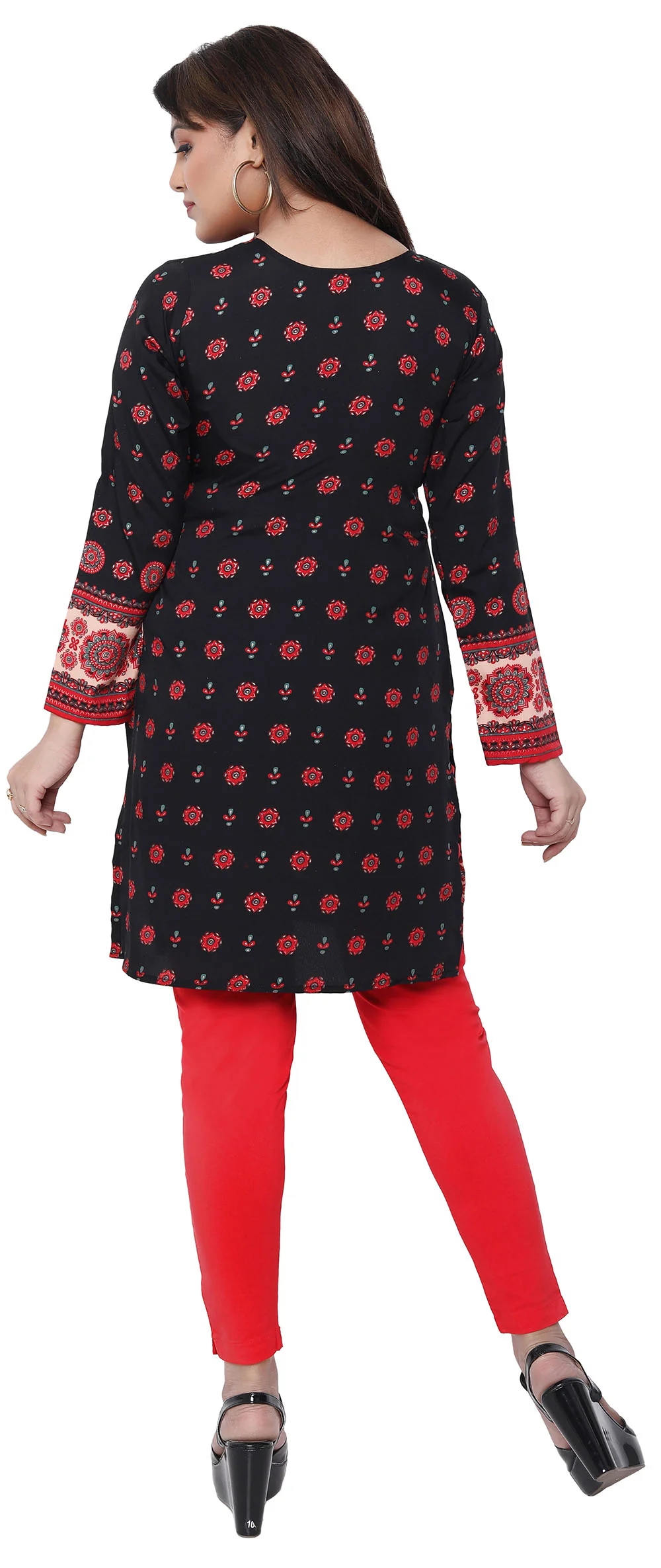 Short Kurti for Women - Indian Clothing (Black) - Image 2
