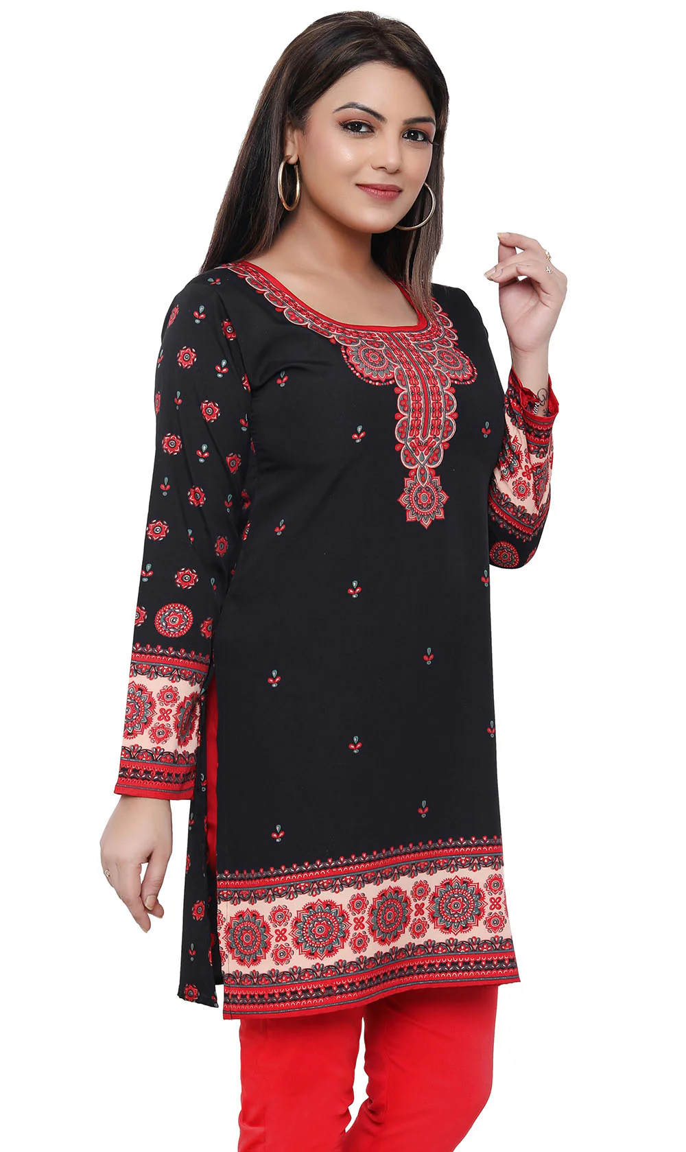 Short Kurti for Women - Indian Clothing (Black) - Image 5