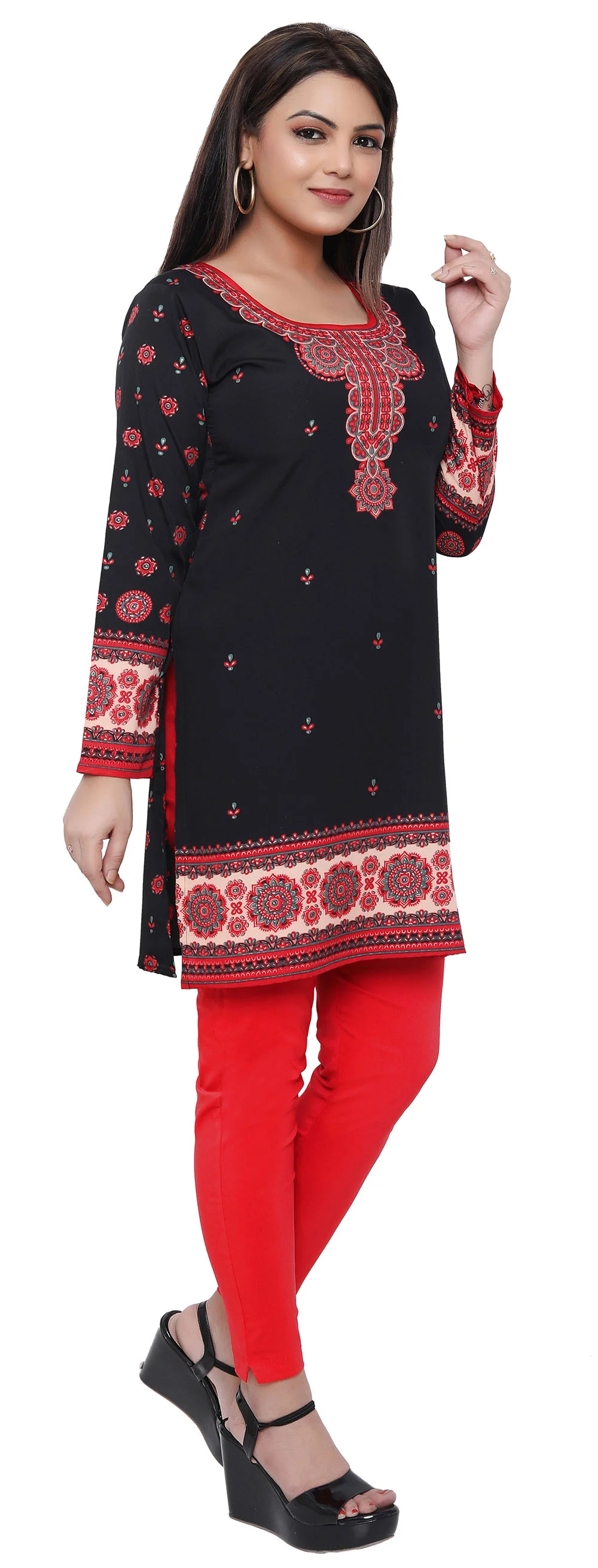 Short Kurti for Women - Indian Clothing (Black) - Image 6