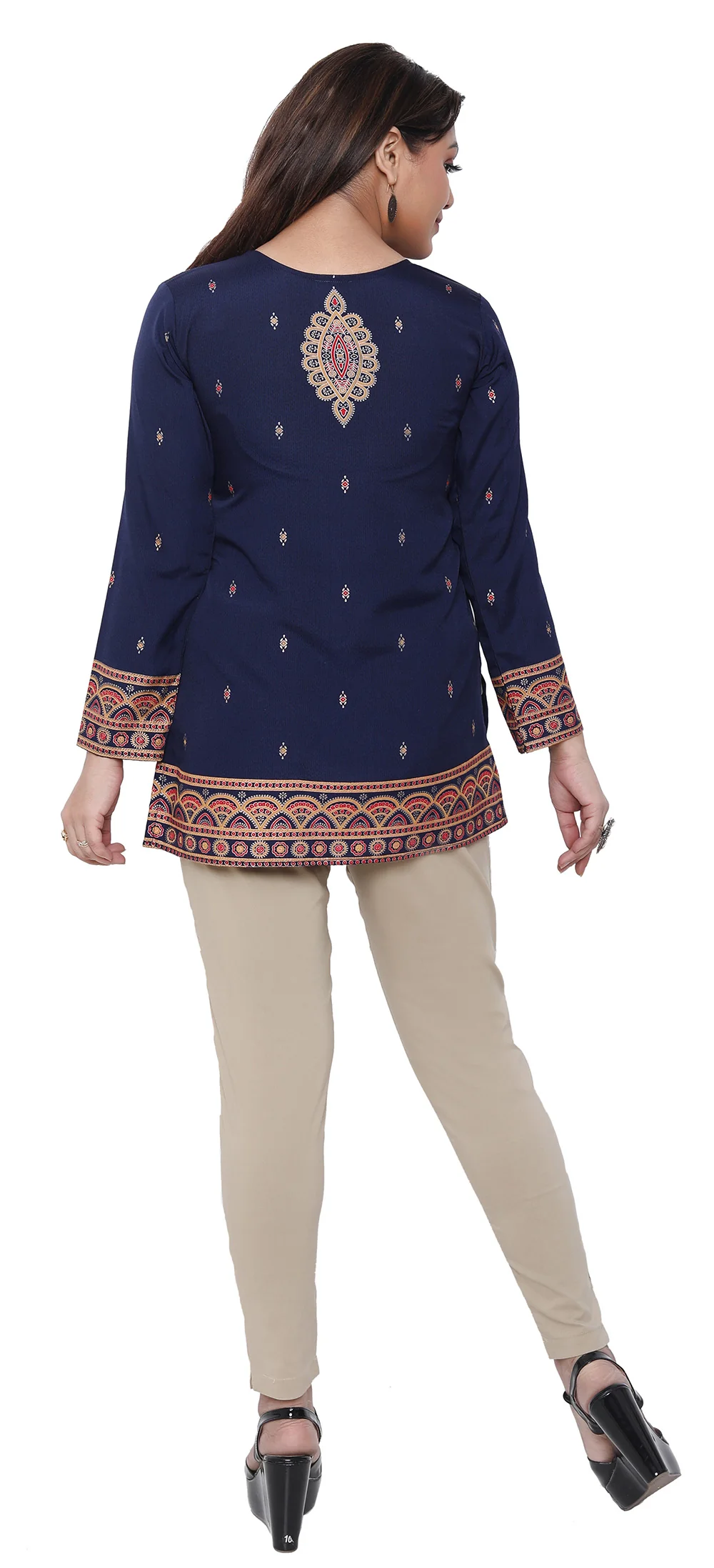 Short Indian Kurti for Women - Indian Clothing (Blue) - Image 2