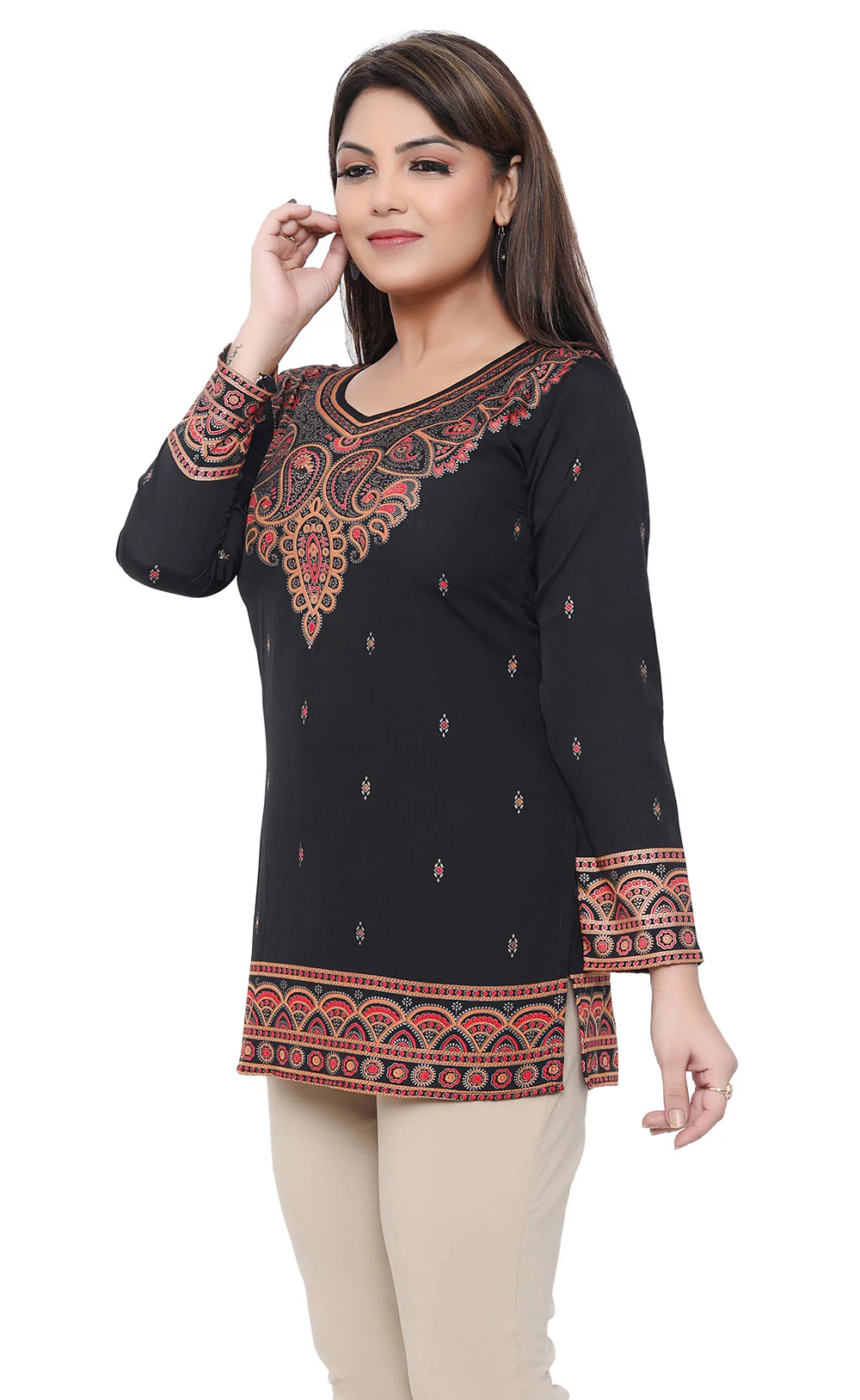 Short Kurti for Women Indian Clothing (Black) - Image 4