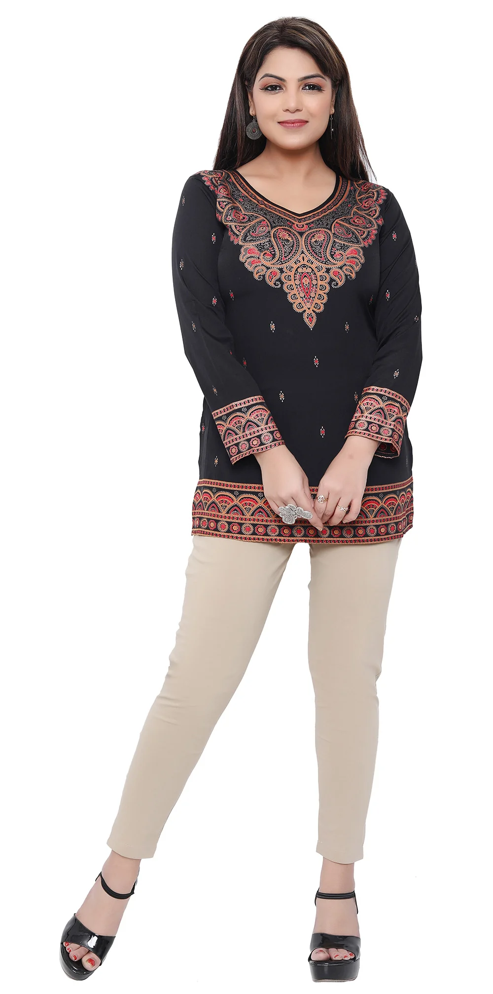 Short Kurti for Women Indian Clothing (Black) - Image 6