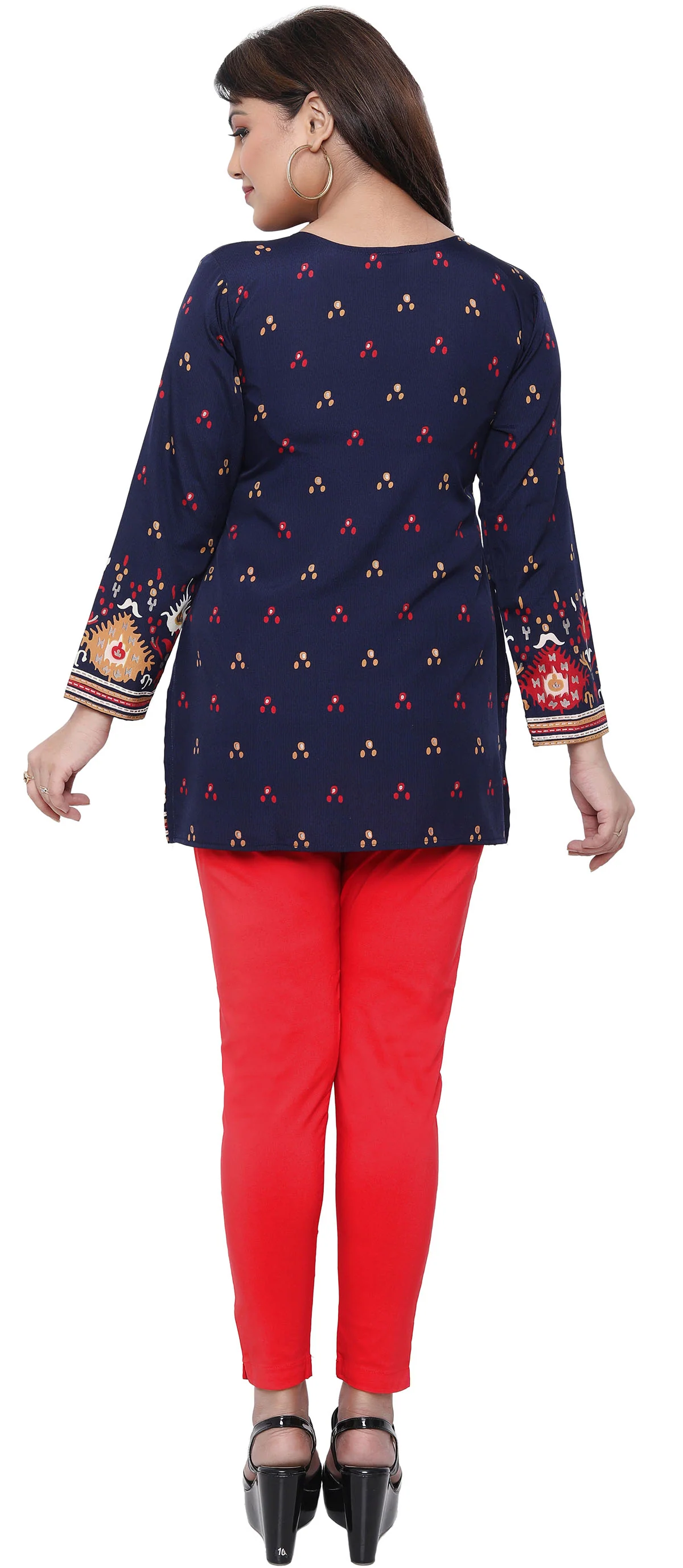 Short Indian Kurti for Women Indian Clothing (Blue) - Image 2