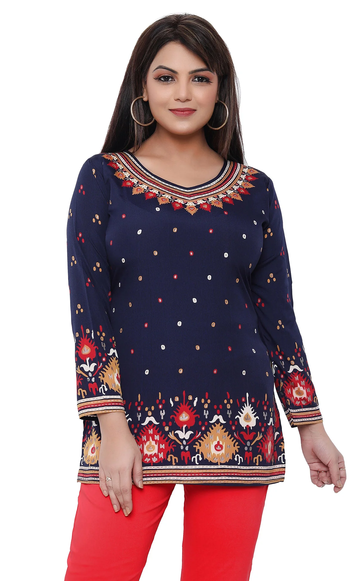 Short Indian Kurti for Women Indian Clothing (Blue) - Image 5
