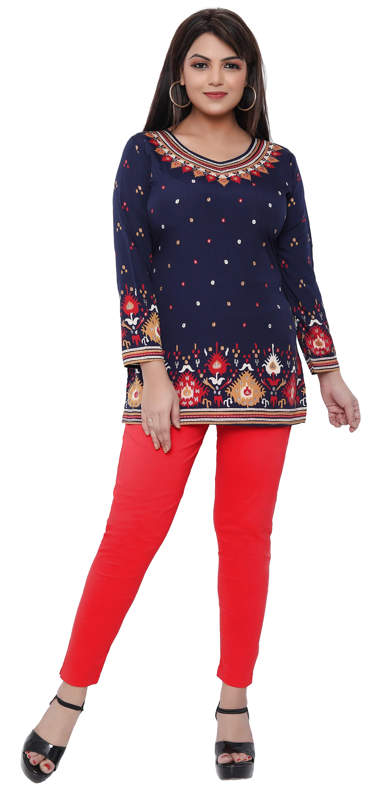 Short Indian Kurti for Women Indian Clothing (Blue) - Image 6