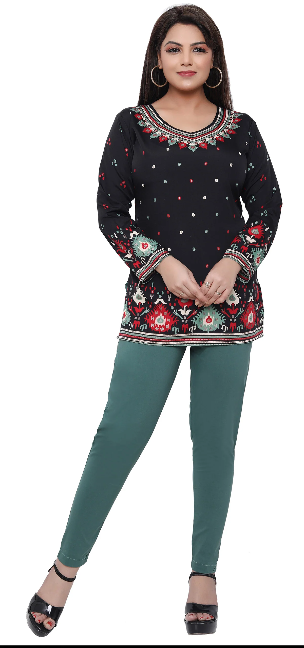 Short Kurti for Women Indian Clothing (Black) - Image 7