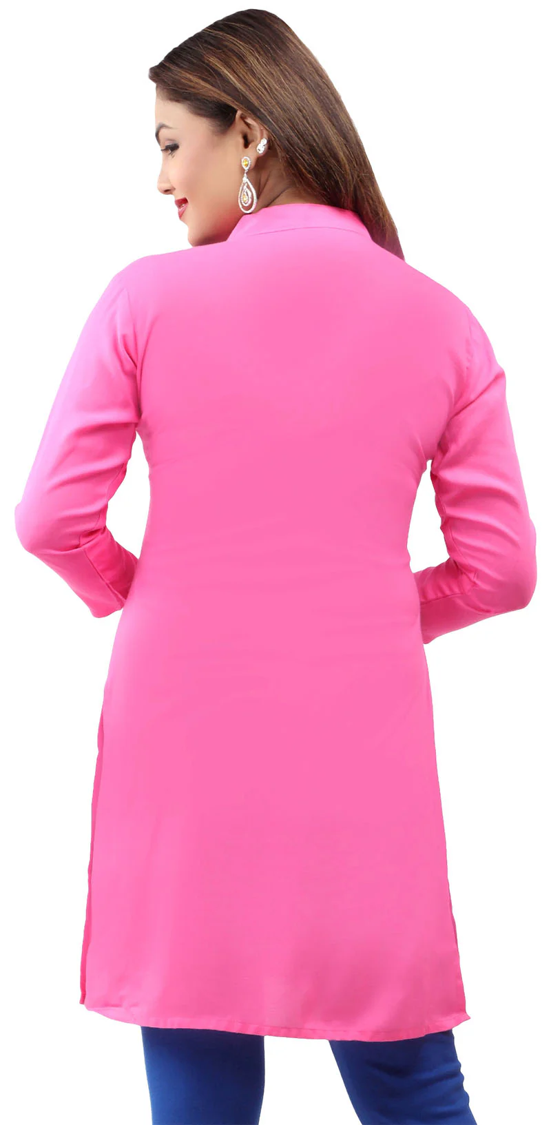 Short Kurti Women's Blouse Embroidered Indian Clothing (Pink) - Image 2