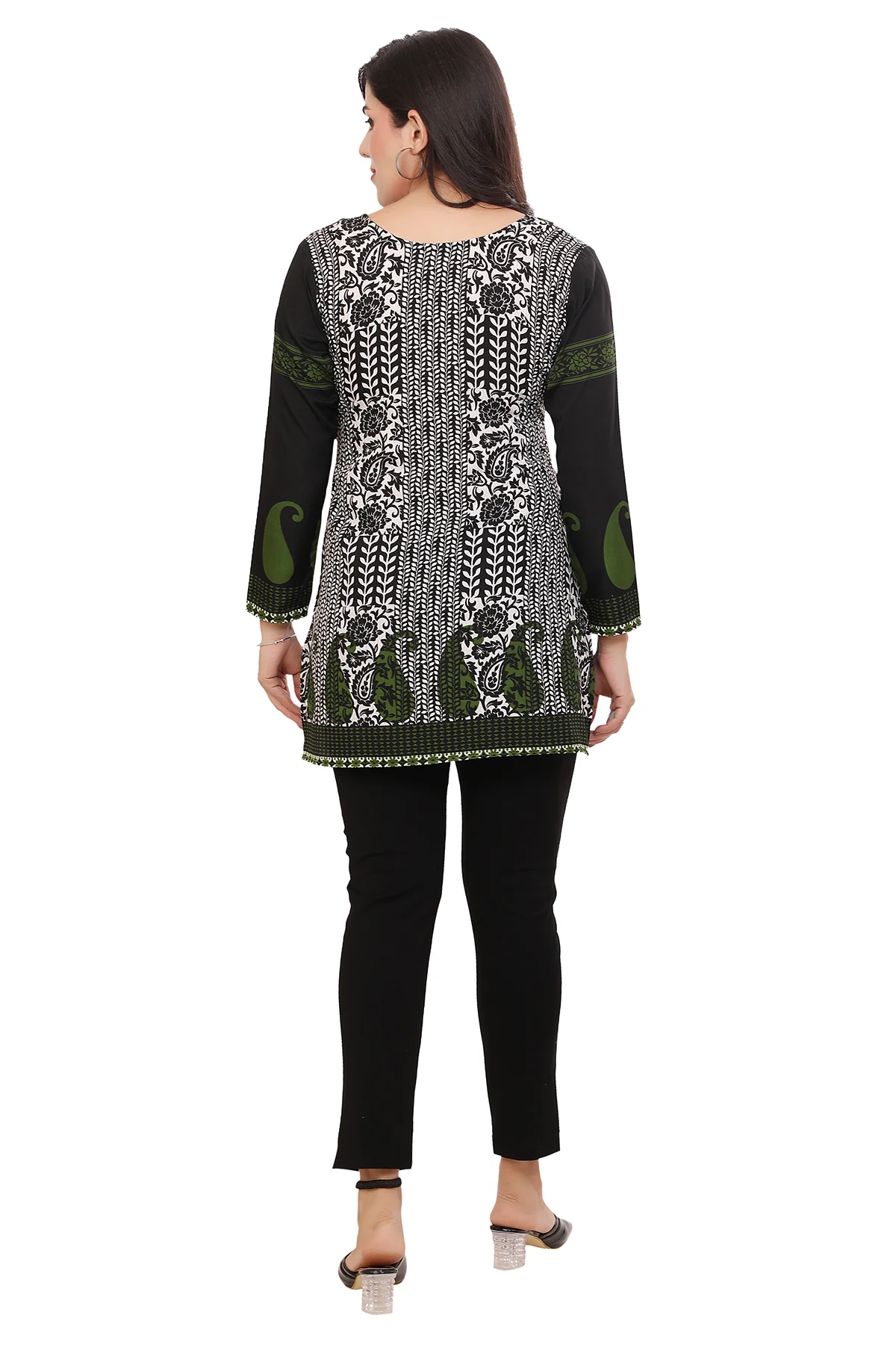 Short Kurtis for Women Online Elegant Black Tunic Tops from India - Image 2