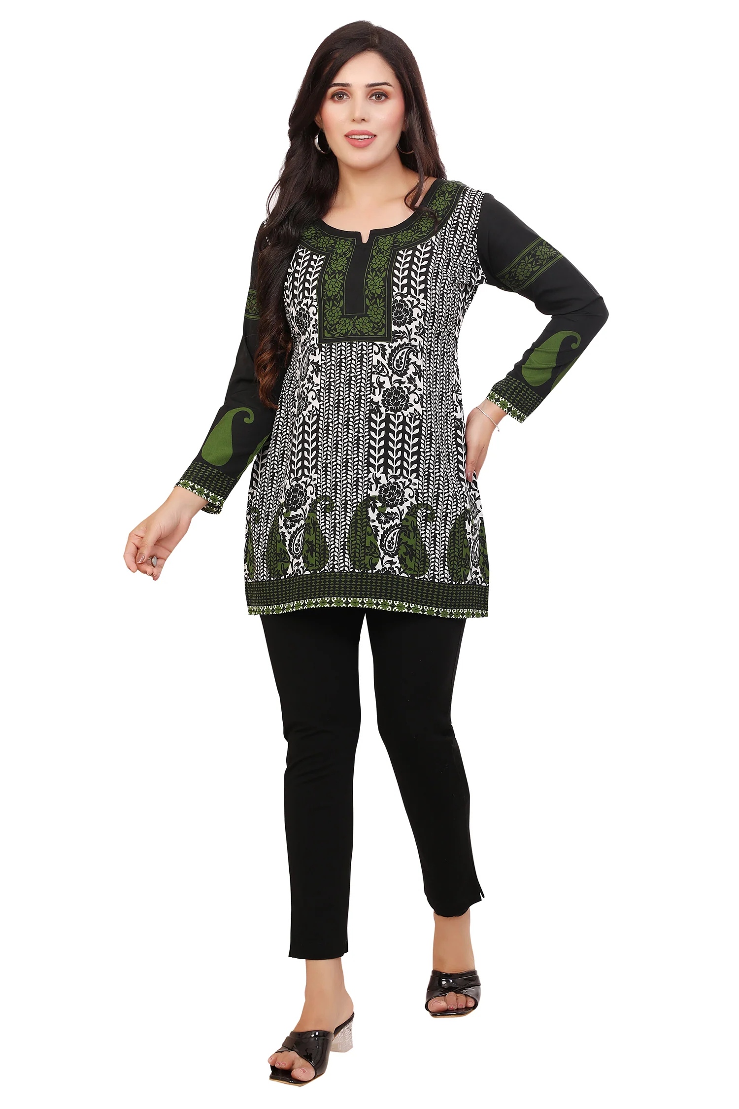 Short Kurtis for Women Online Elegant Black Tunic Tops from India - Image 5