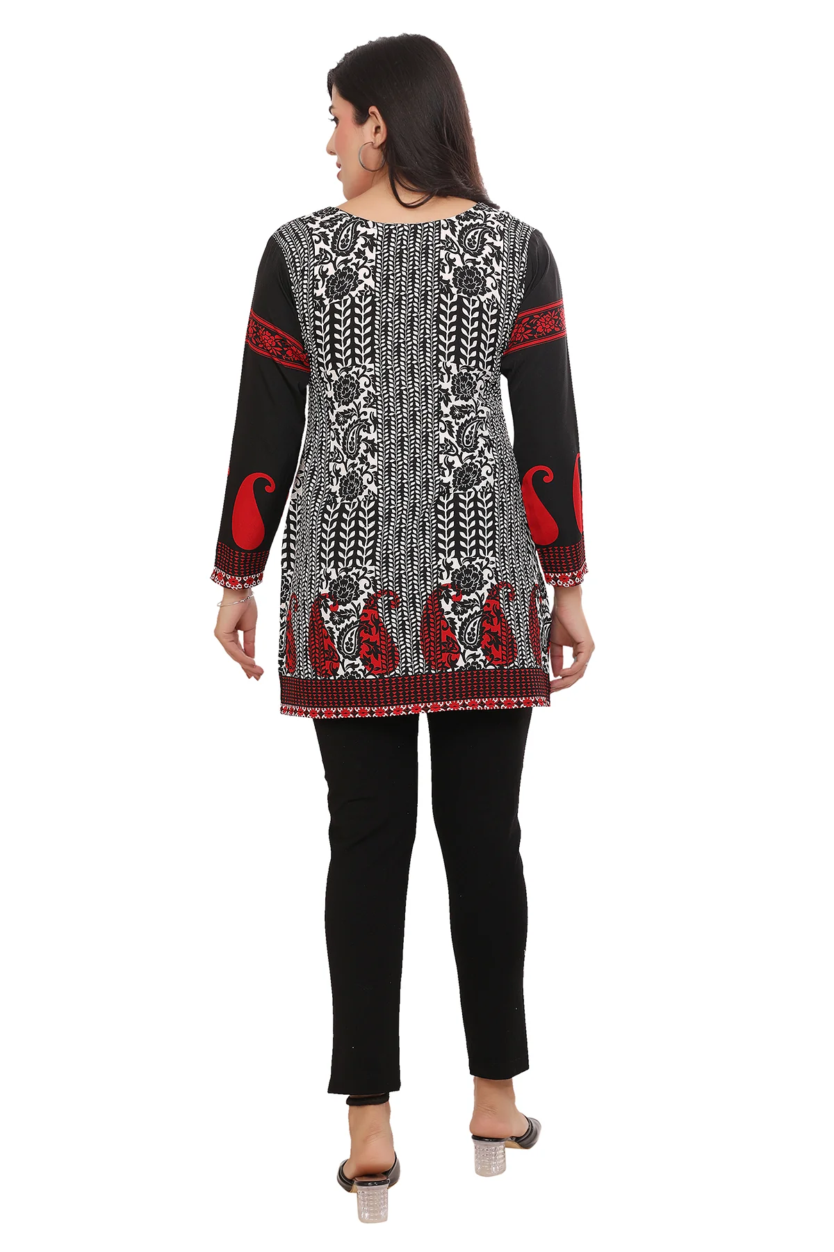 Short Kurtis for Women Online Elegant Black Tunic Tops from India - Image 2