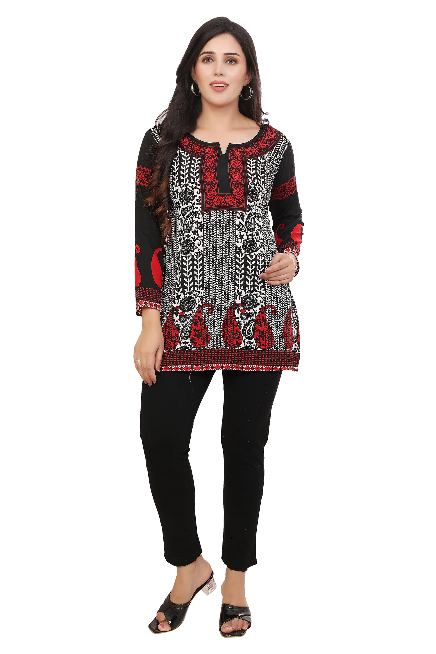 Short Kurtis for Women Online Elegant Black Tunic Tops from India - Image 5