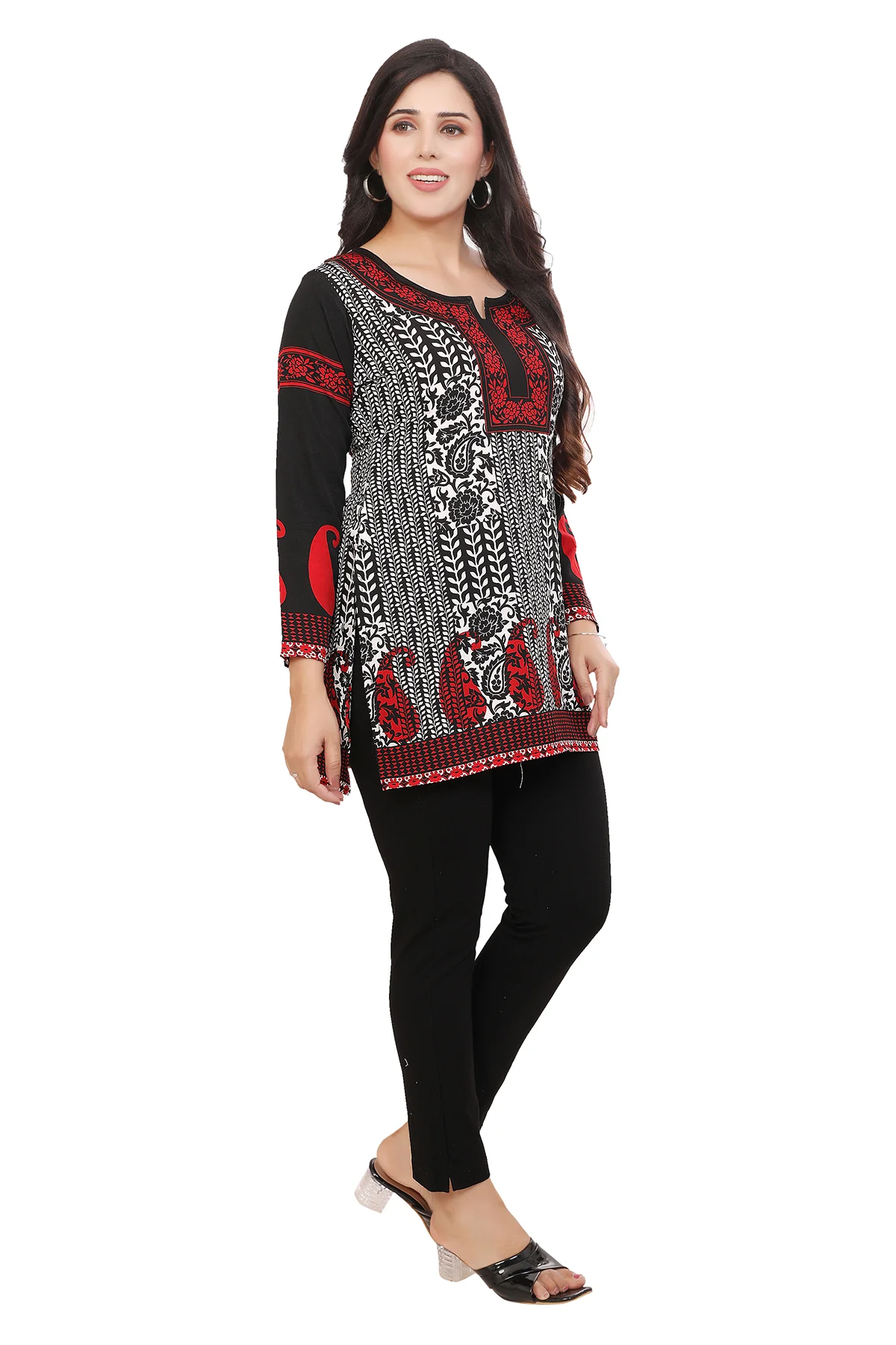Short Kurtis for Women Online Elegant Black Tunic Tops from India - Image 6