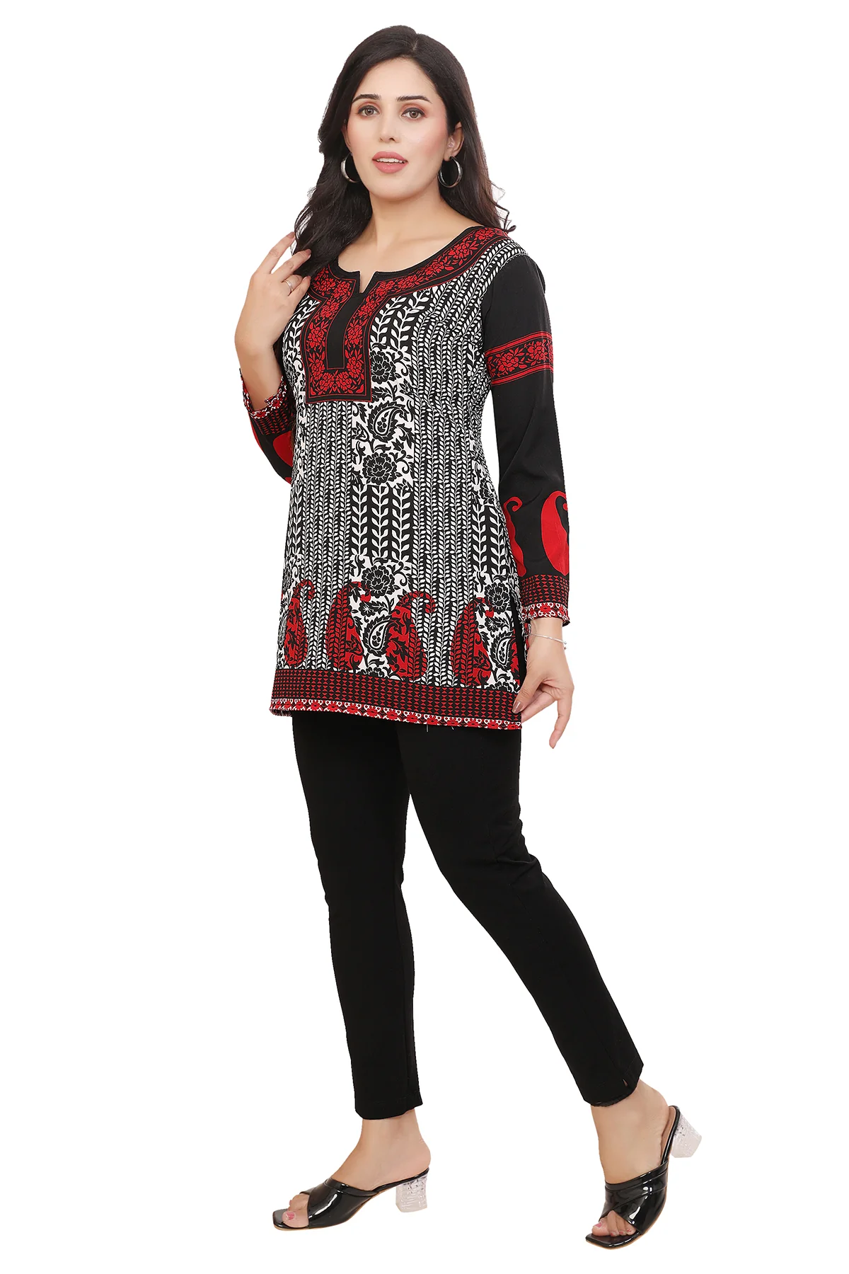 Short Kurtis for Women Online Elegant Black Tunic Tops from India - Image 7