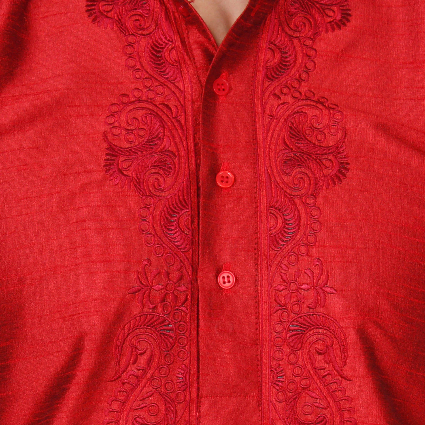 Silk Embroidered Mens Kurta Pajama India Clothing (Maroon) - Image 4