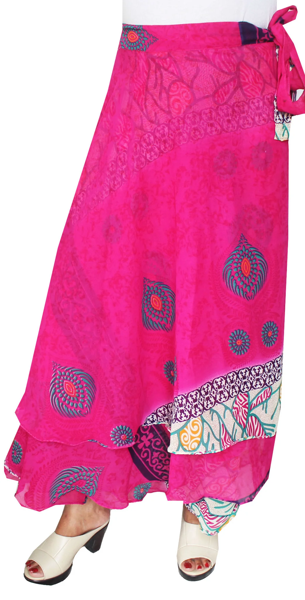 Skirt Womens Magic Beach Wrap Around India Clothes (Magenta) - Image 2