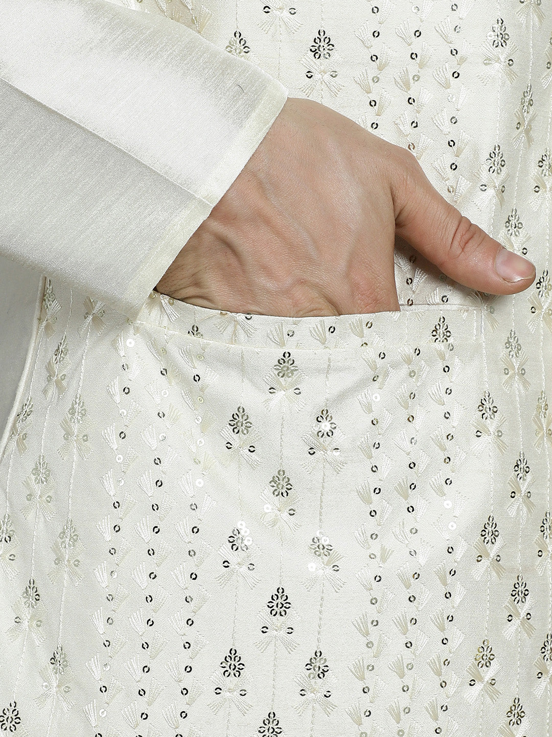 Sleeveless Nehru Jacket Indian Waistcoat for Men (Off-White) - Image 7