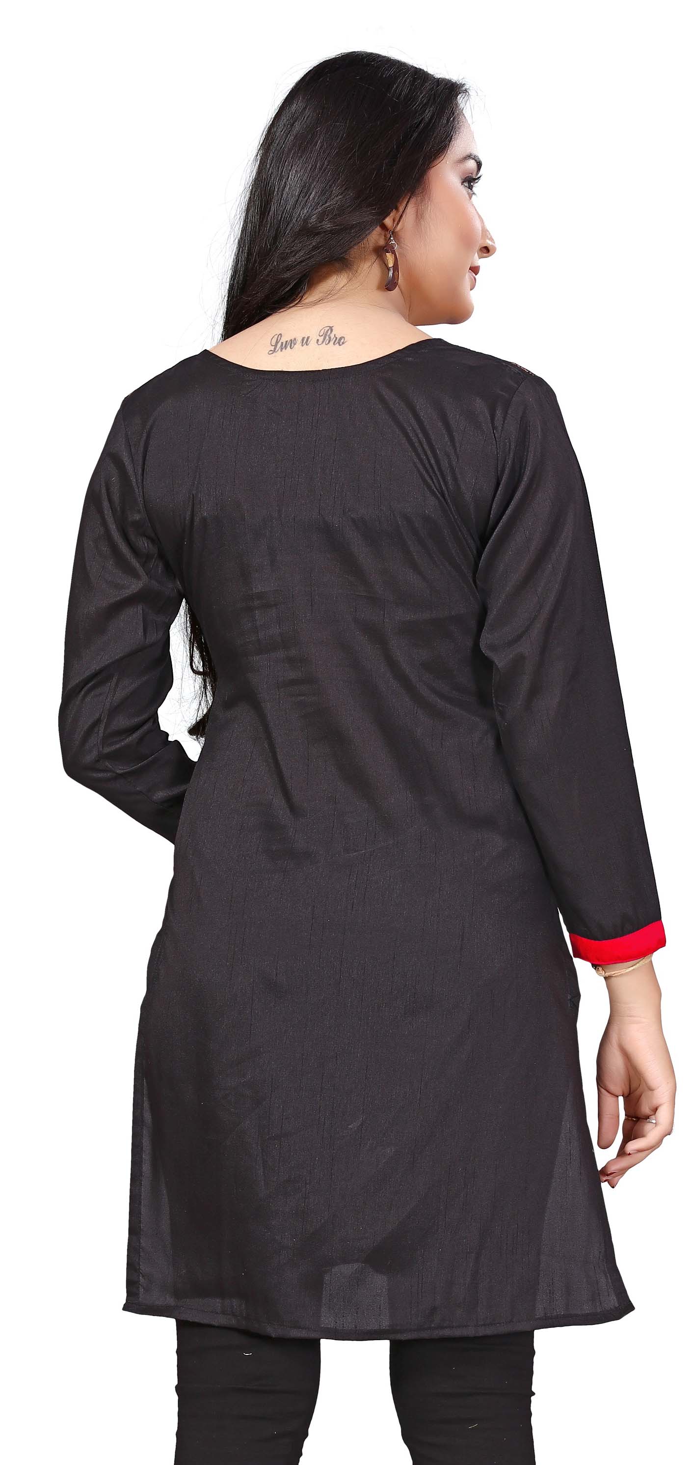 Stunning Black Short Kurti for Women - Buy Indian Kurta Online - Image 2