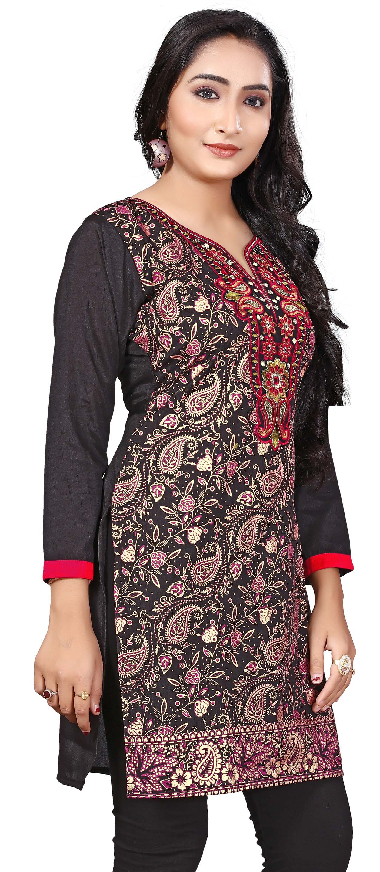 Stunning Black Short Kurti for Women - Buy Indian Kurta Online - Image 4