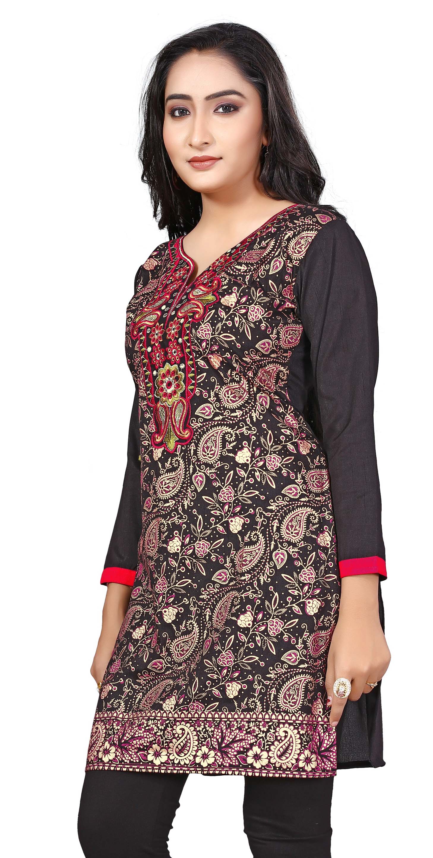 Stunning Black Short Kurti for Women - Buy Indian Kurta Online - Image 5