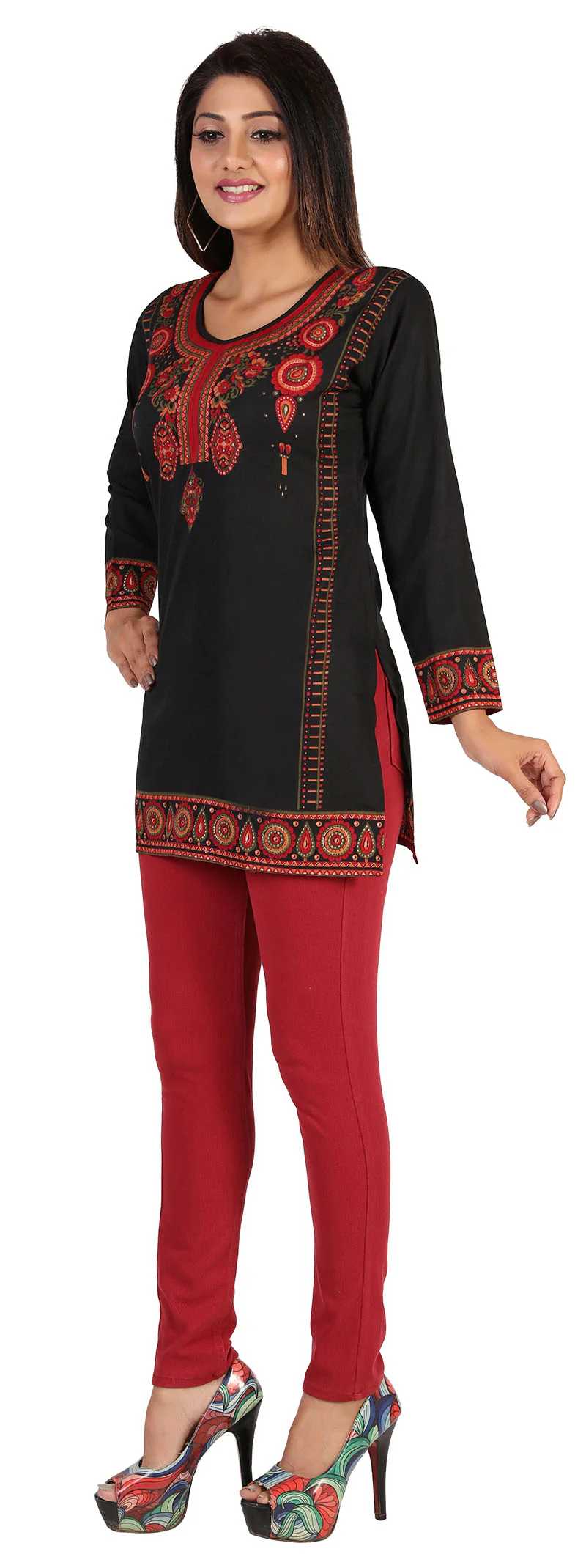 Stylish Black Printed Indian Kurti for Women - Trendy Kurtis Online - Image 5