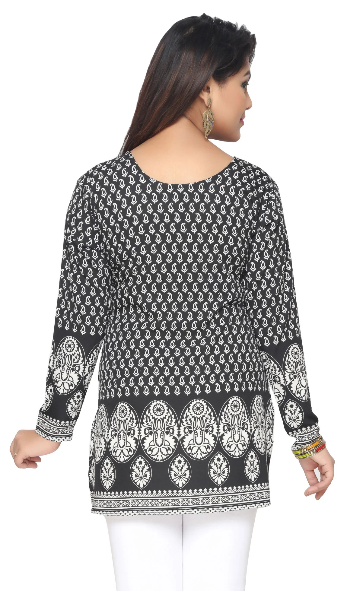 Stylish Black Printed Kurti for Women - Indian Kurti Tops - Image 2