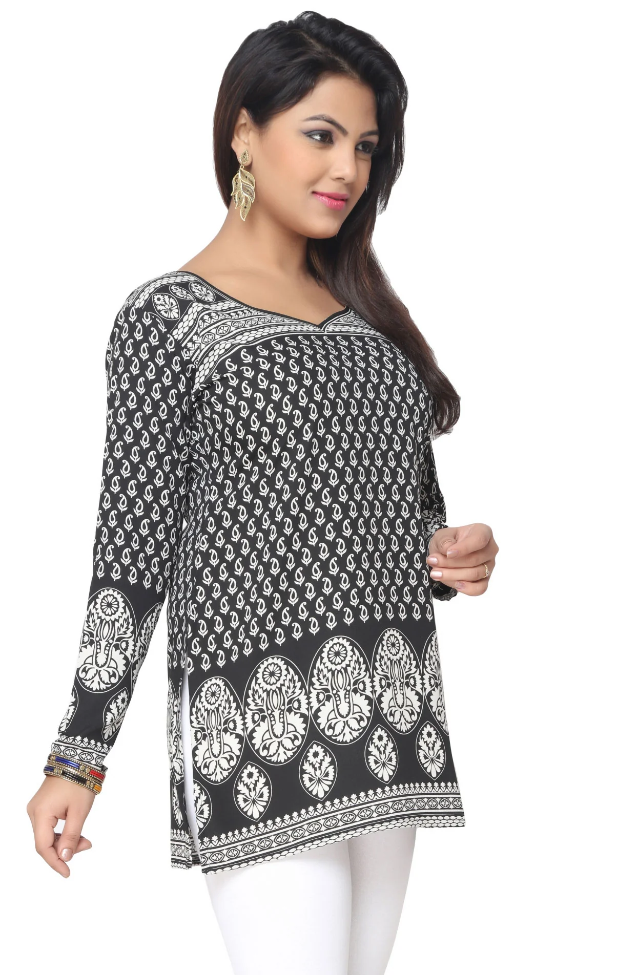 Stylish Black Printed Kurti for Women - Indian Kurti Tops - Image 4