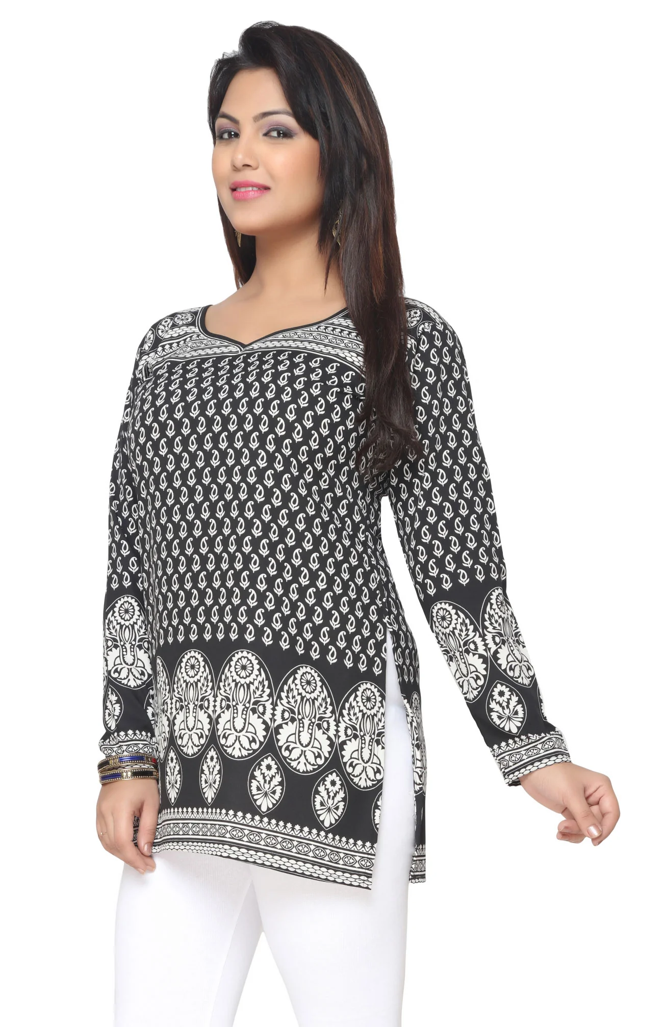 Stylish Black Printed Kurti for Women - Indian Kurti Tops - Image 5