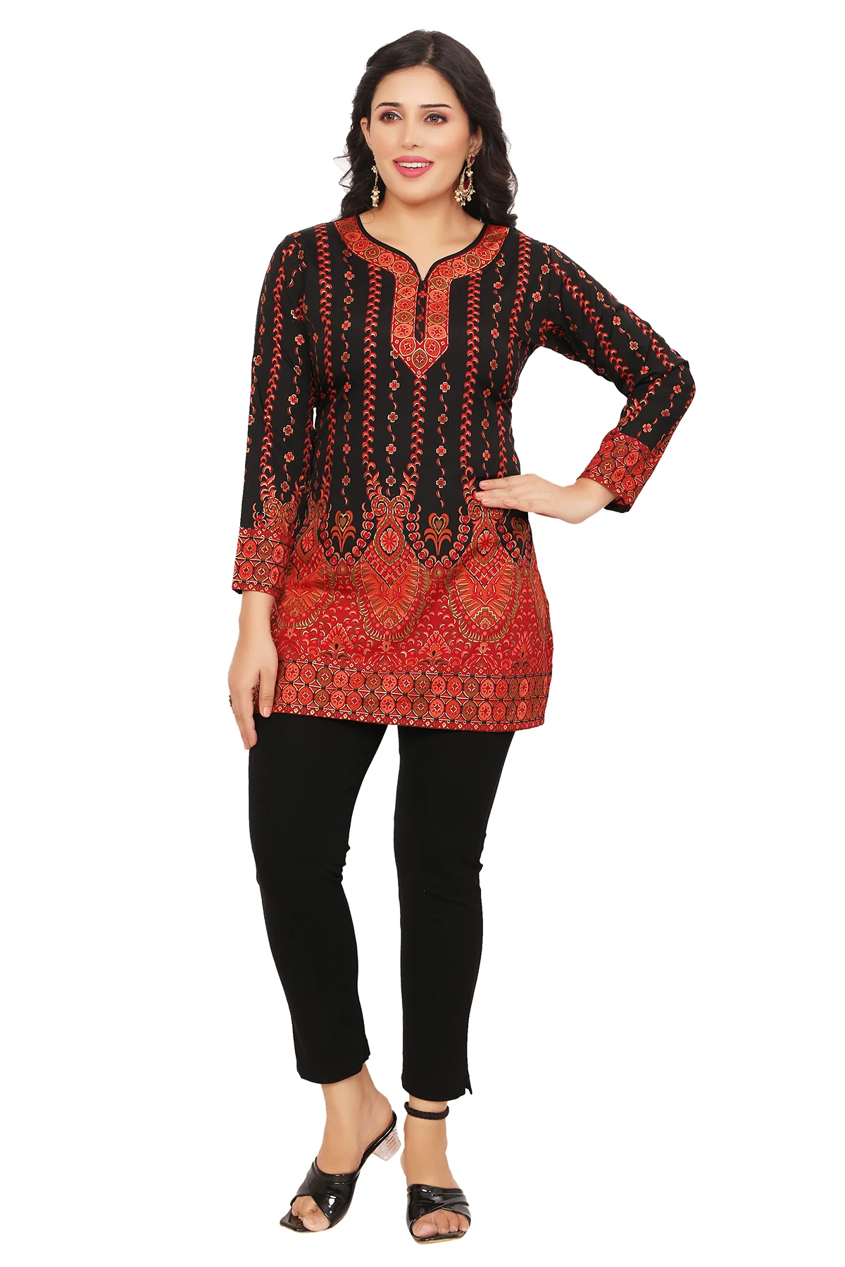 Stylish Black Short Kurti for Women from India - Image 4