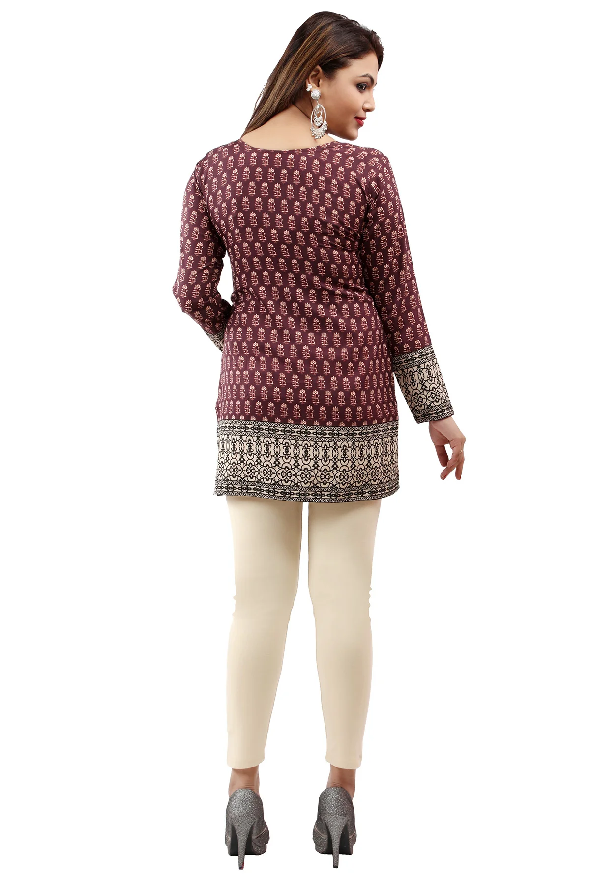 Stylish Brown India Tunic Tops - Trendy Ethnic Wear for Women - Image 2