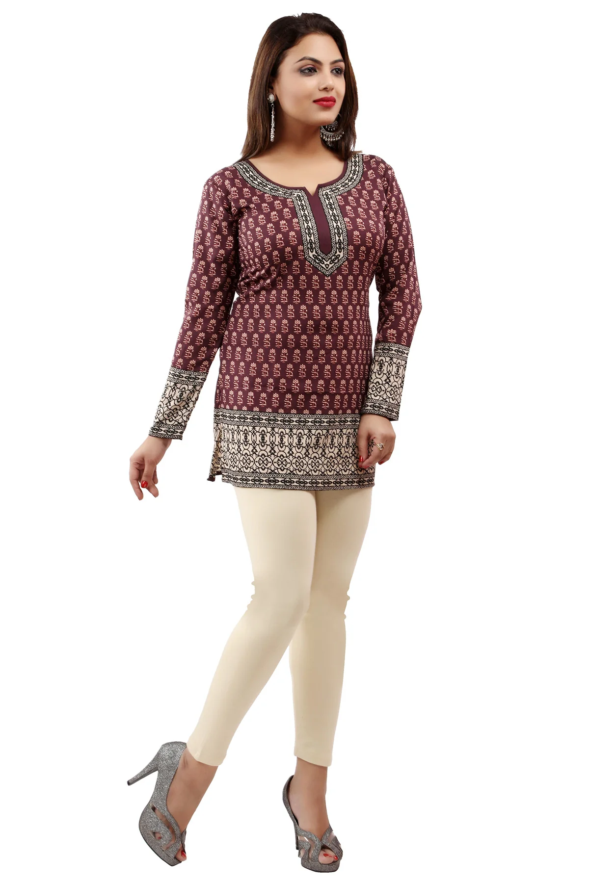 Stylish Brown India Tunic Tops - Trendy Ethnic Wear for Women - Image 5
